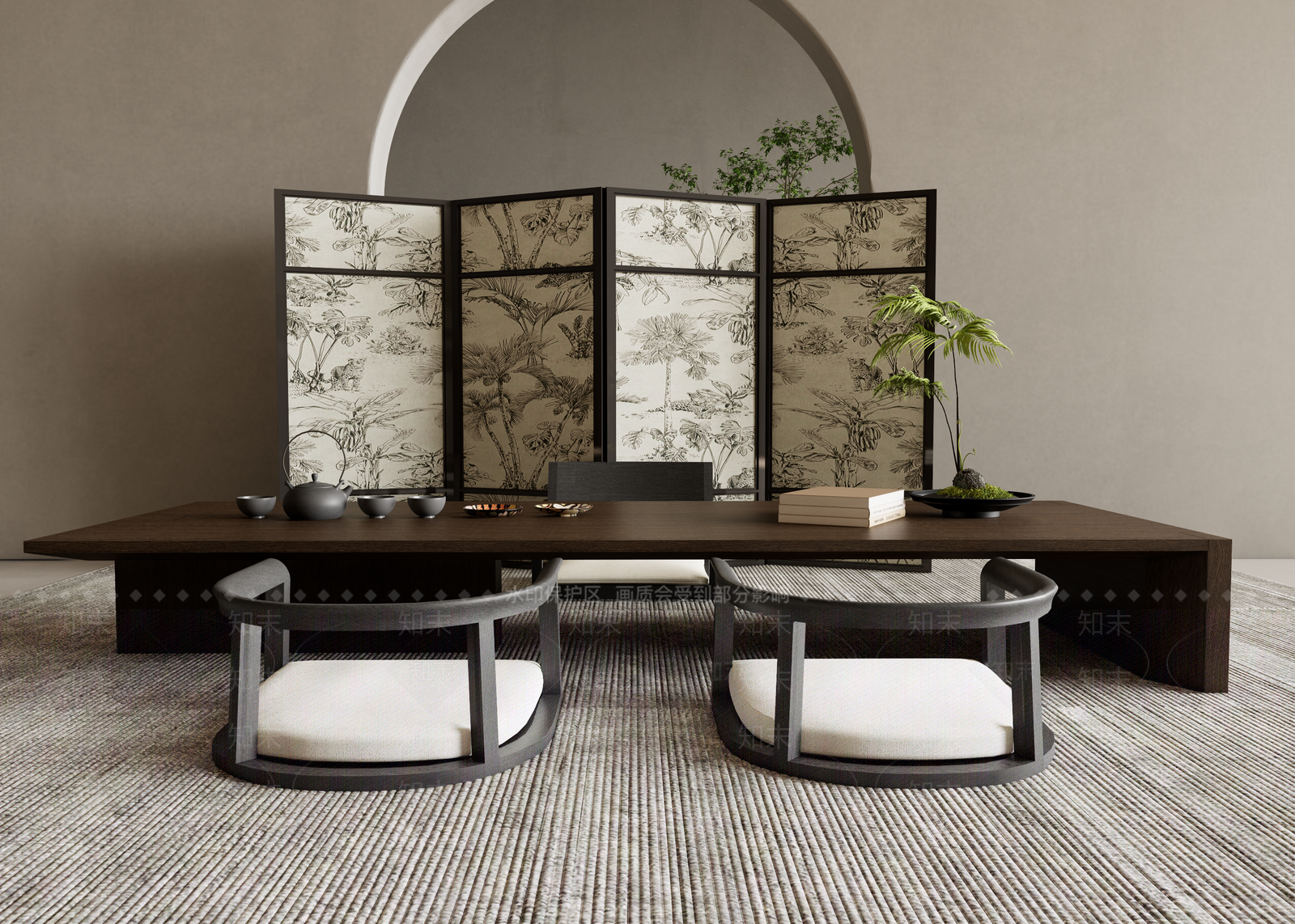 中式茶桌椅组合3D模型下载【ID:1139827578】