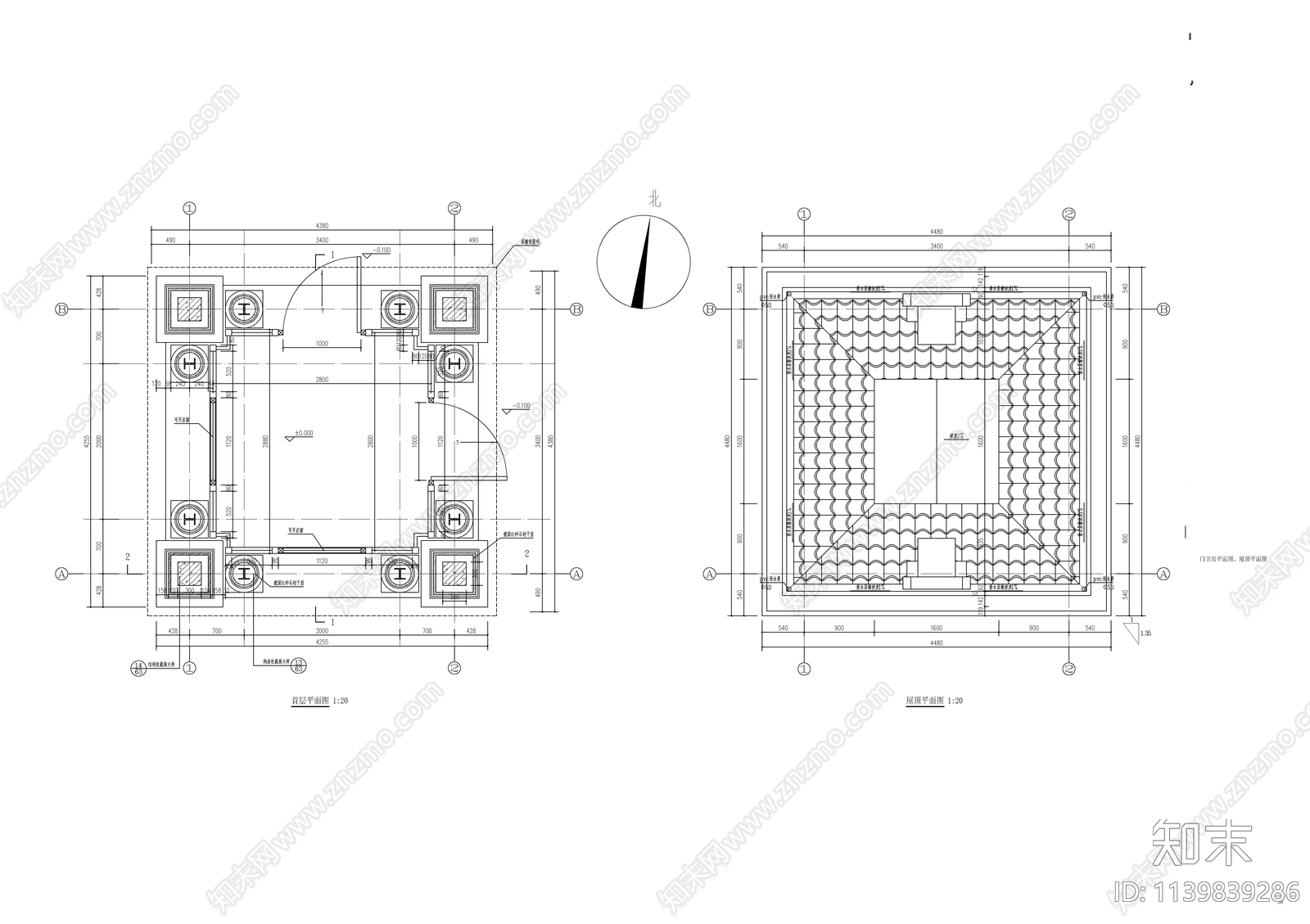 简欧门卫房建筑详图cad施工图下载【ID:1139839286】