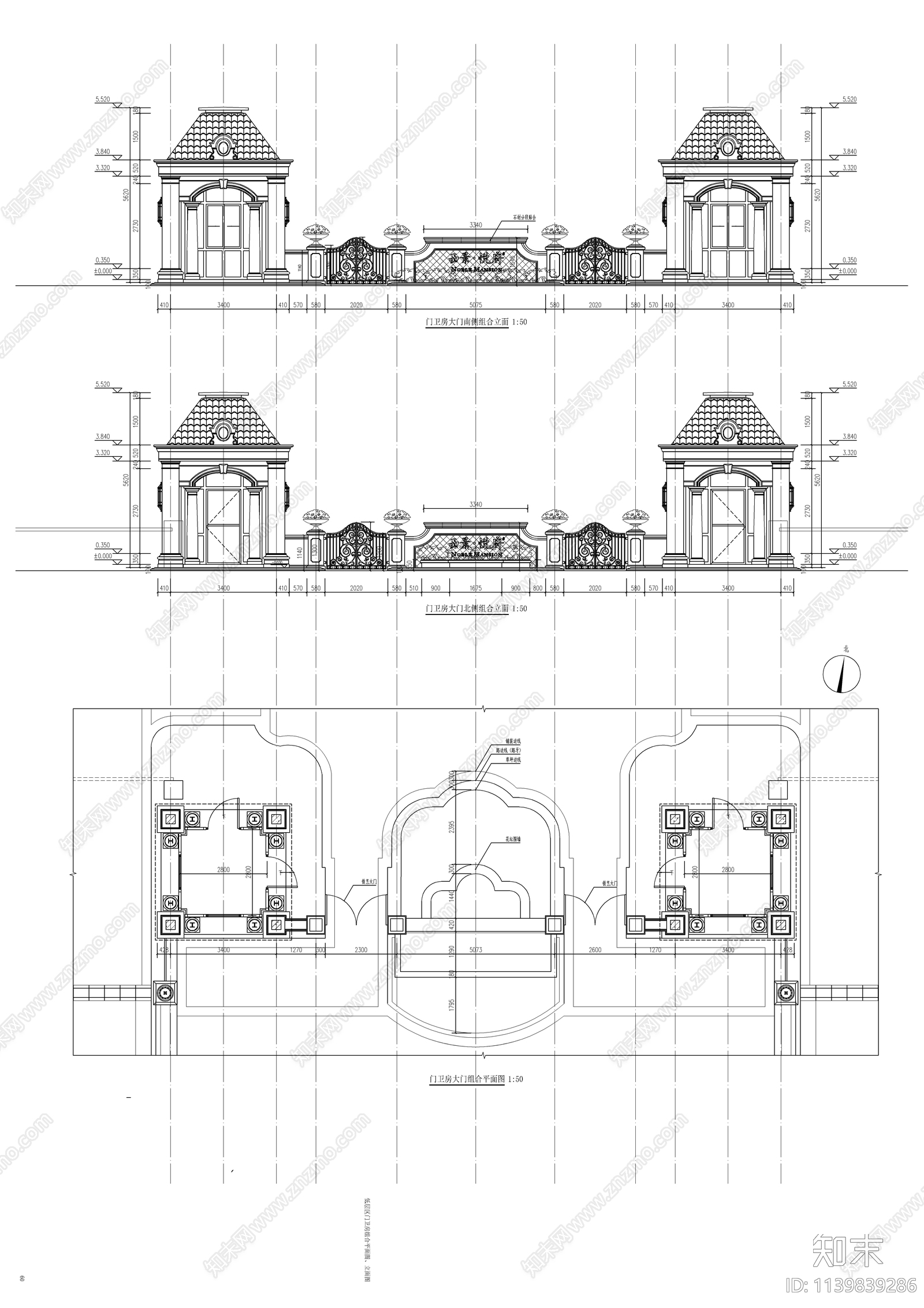 简欧门卫房建筑详图cad施工图下载【ID:1139839286】