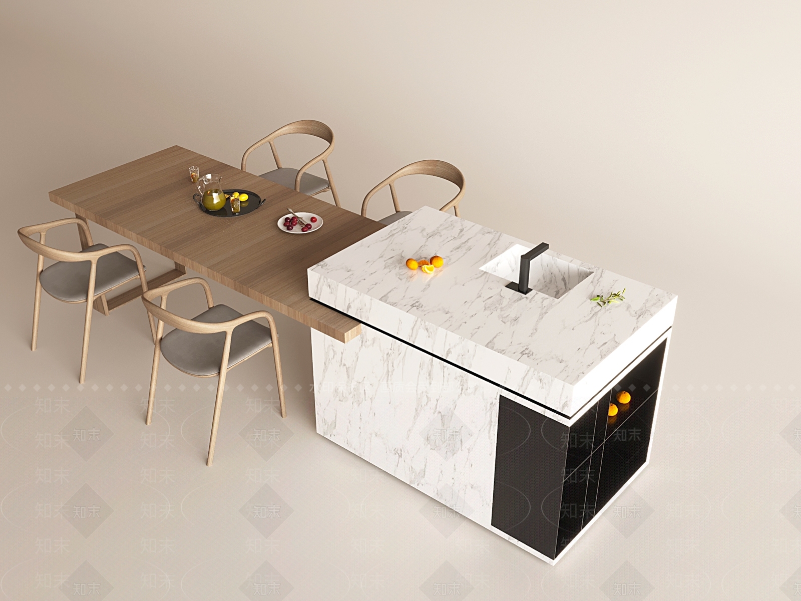 现代吧台椅组合3D模型下载【ID:1139840029】