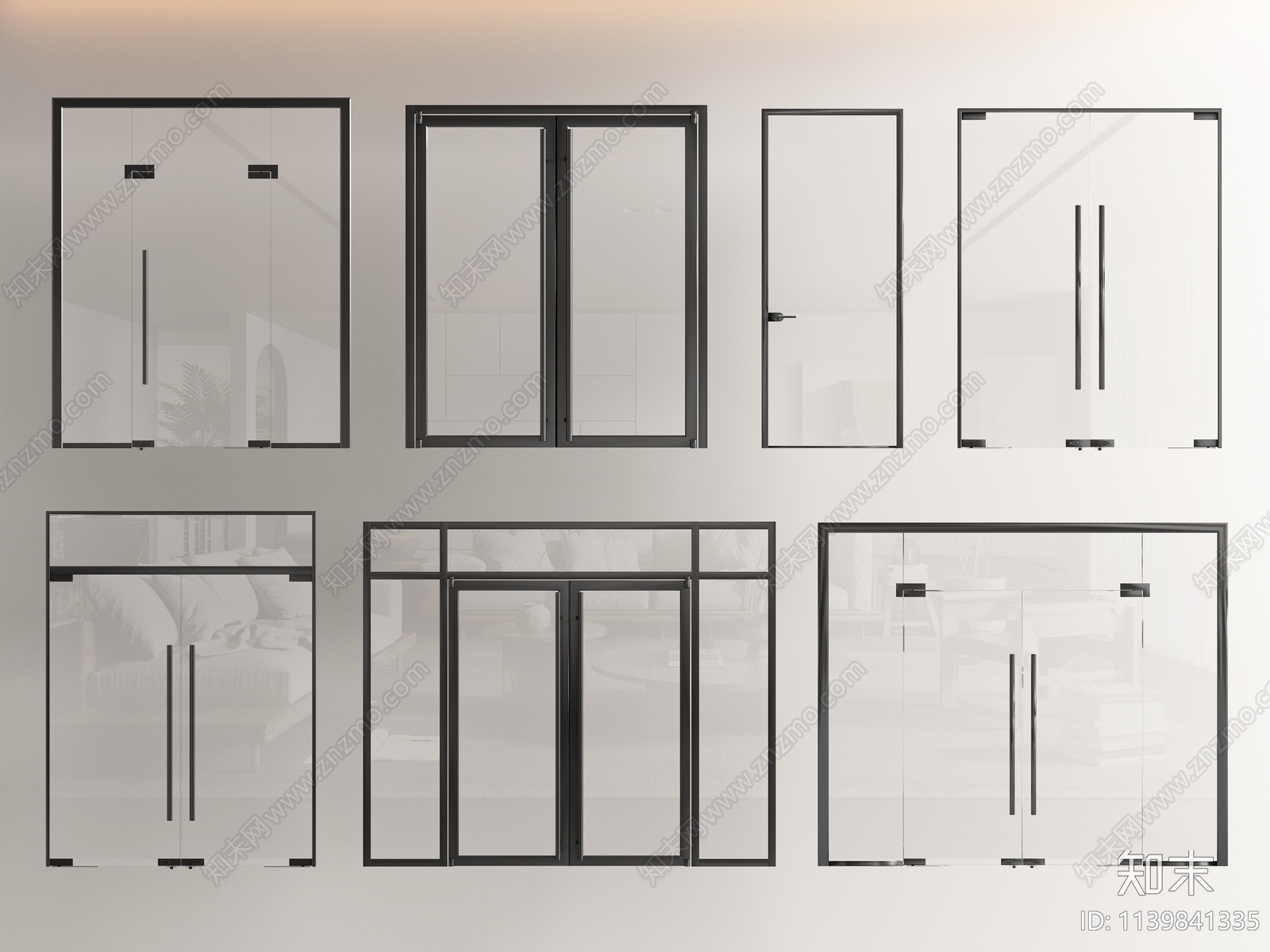现代玻璃双开门3D模型下载【ID:1139841335】