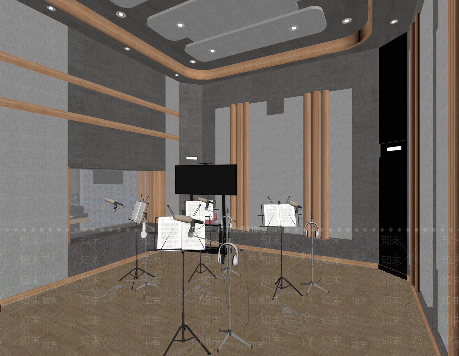 现代录音室SU模型下载【ID:1139845554】