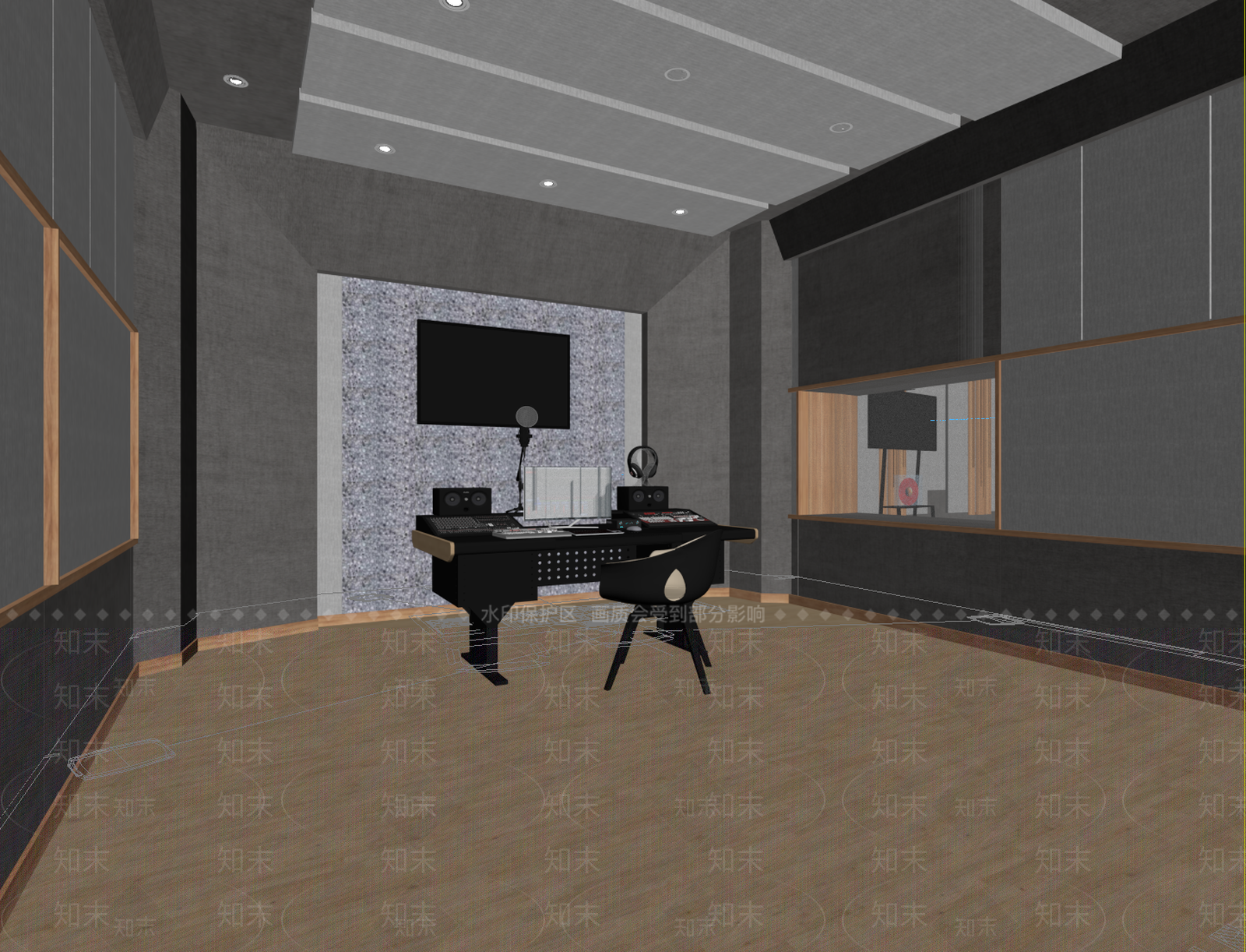 现代录音室SU模型下载【ID:1139845554】