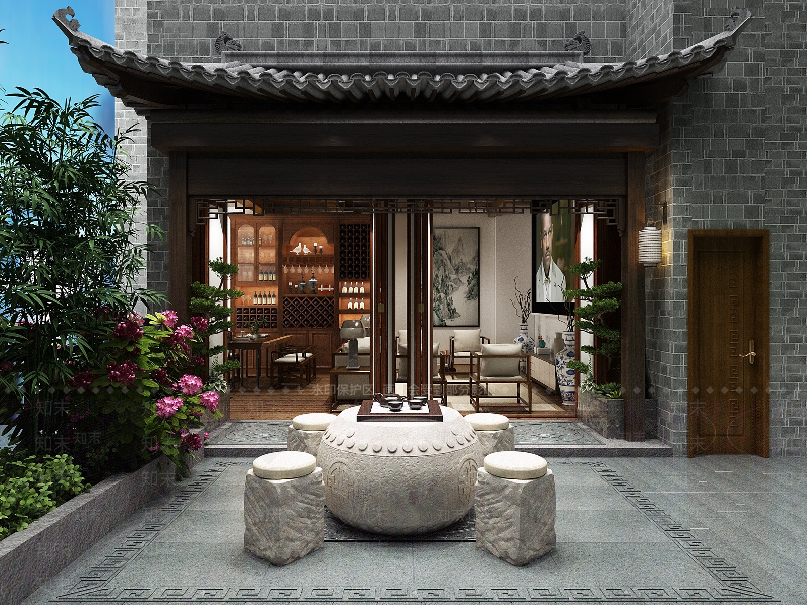 中式庭院3D模型精品下载_3dmax模型_知末网