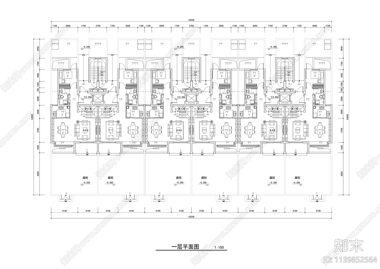 多层叠墅户型平面图施工图下载【ID:1139852564】