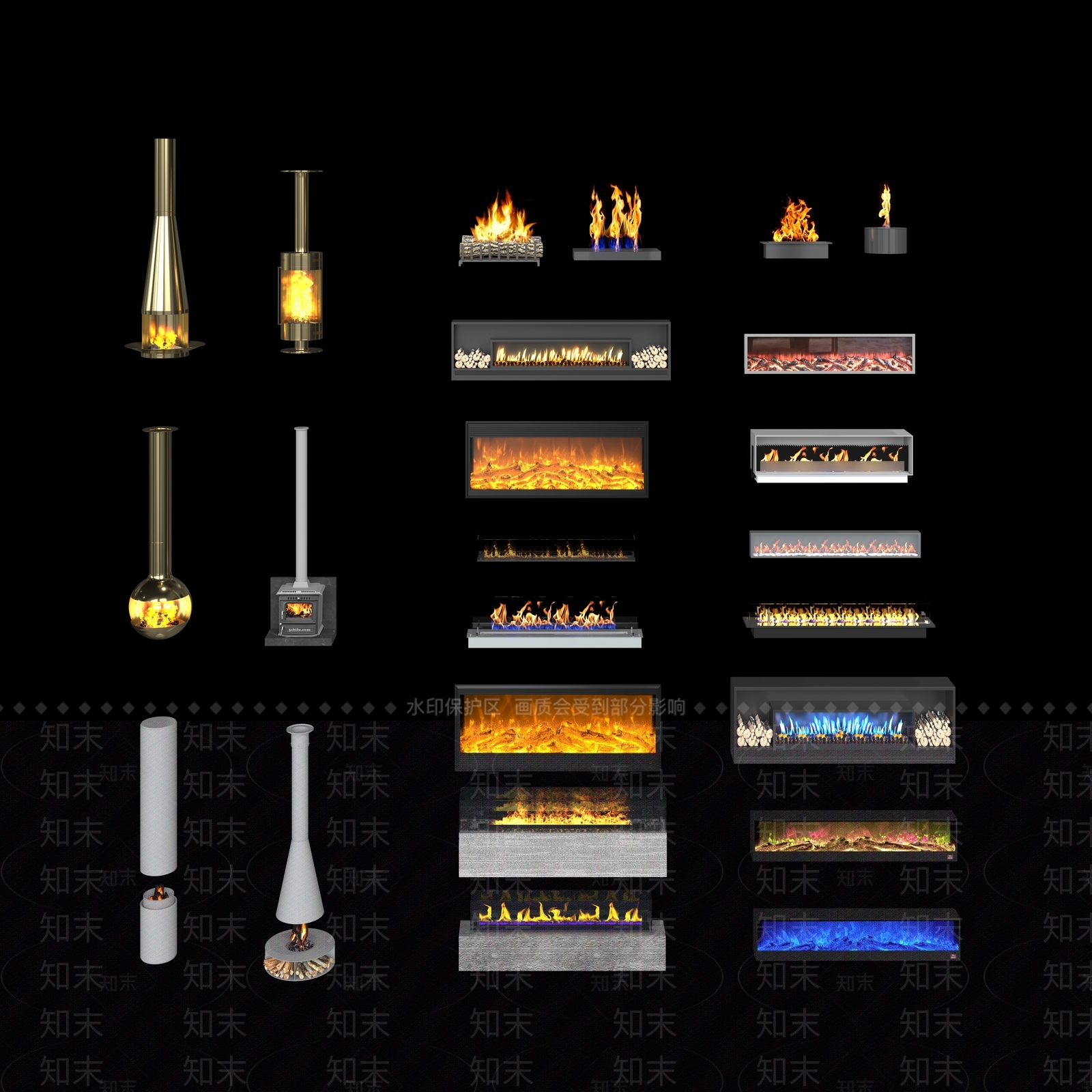 现代火焰壁炉3D模型下载【ID:1139934159】