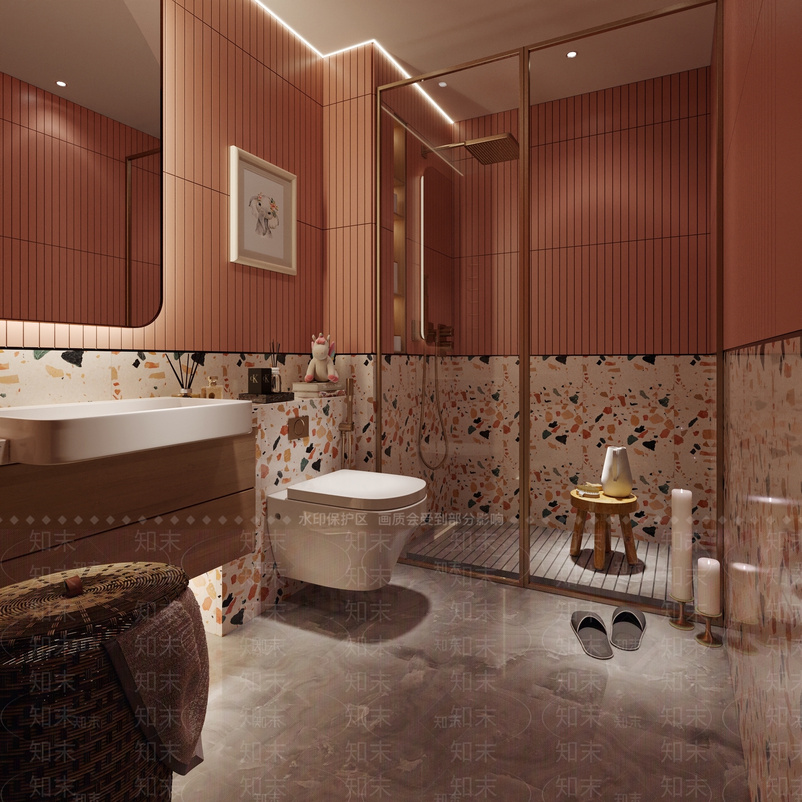 现代少女粉嫩卫生间3D模型下载【ID:1139856844】