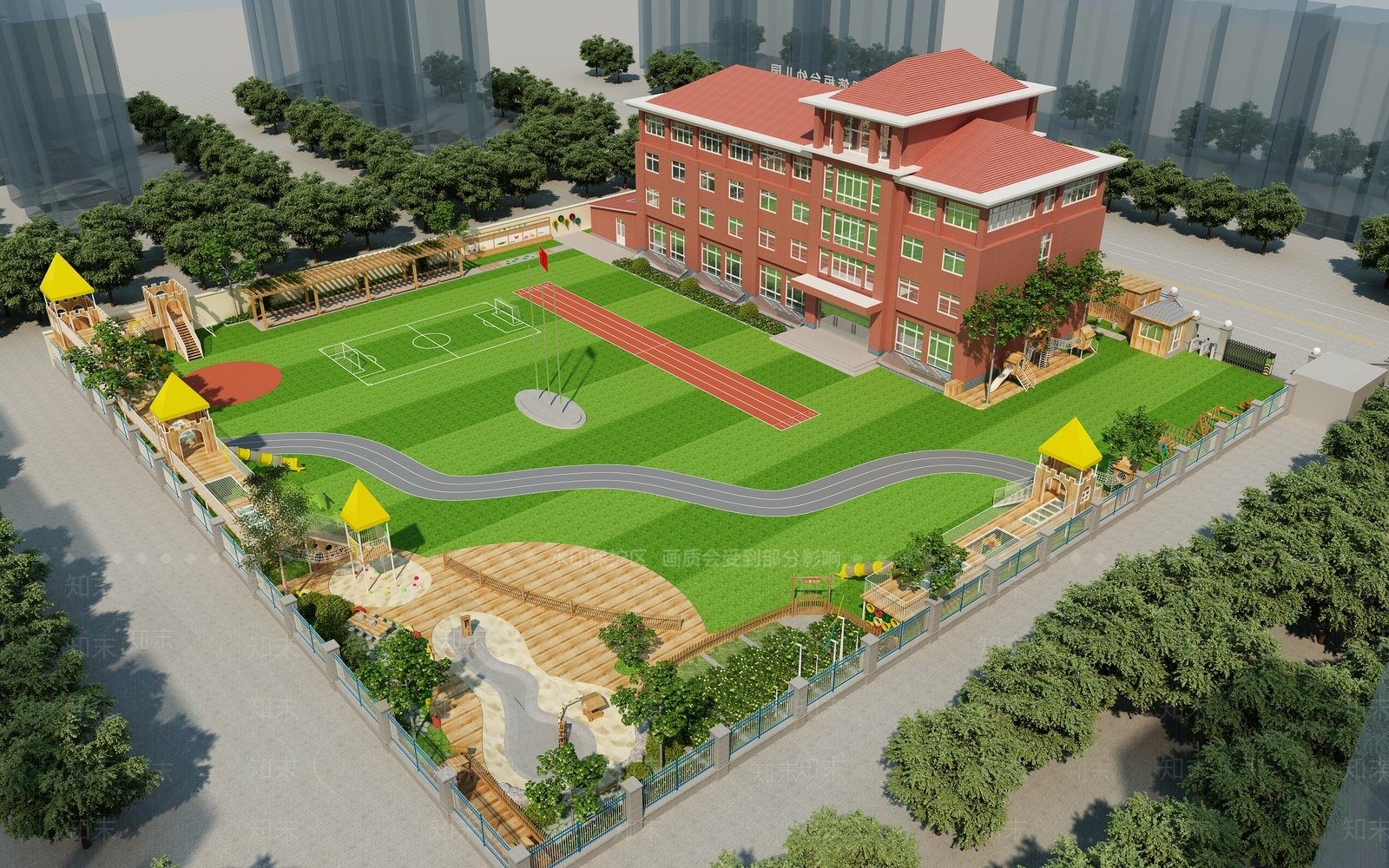 现代学校外观3D模型下载【ID:1139858822】