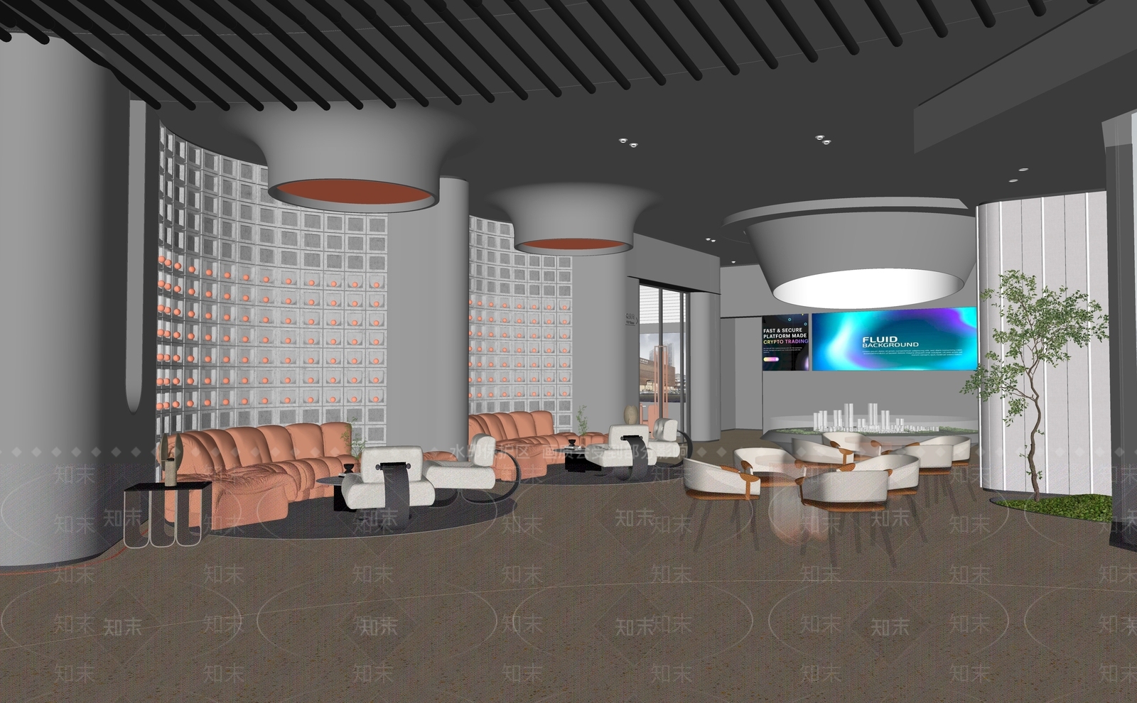 现代科技感售楼处内部SU模型下载【ID:1140194907】