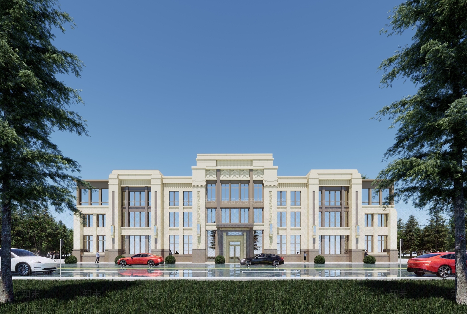 新中式售楼处建筑SU模型下载【ID:1139868275】