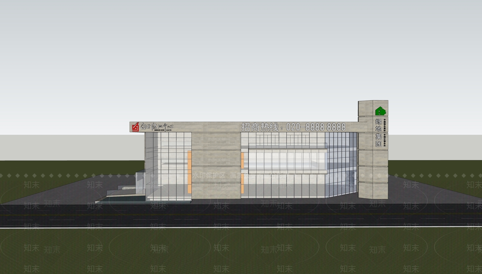 现代售楼处建筑SU模型下载【ID:1139872481】