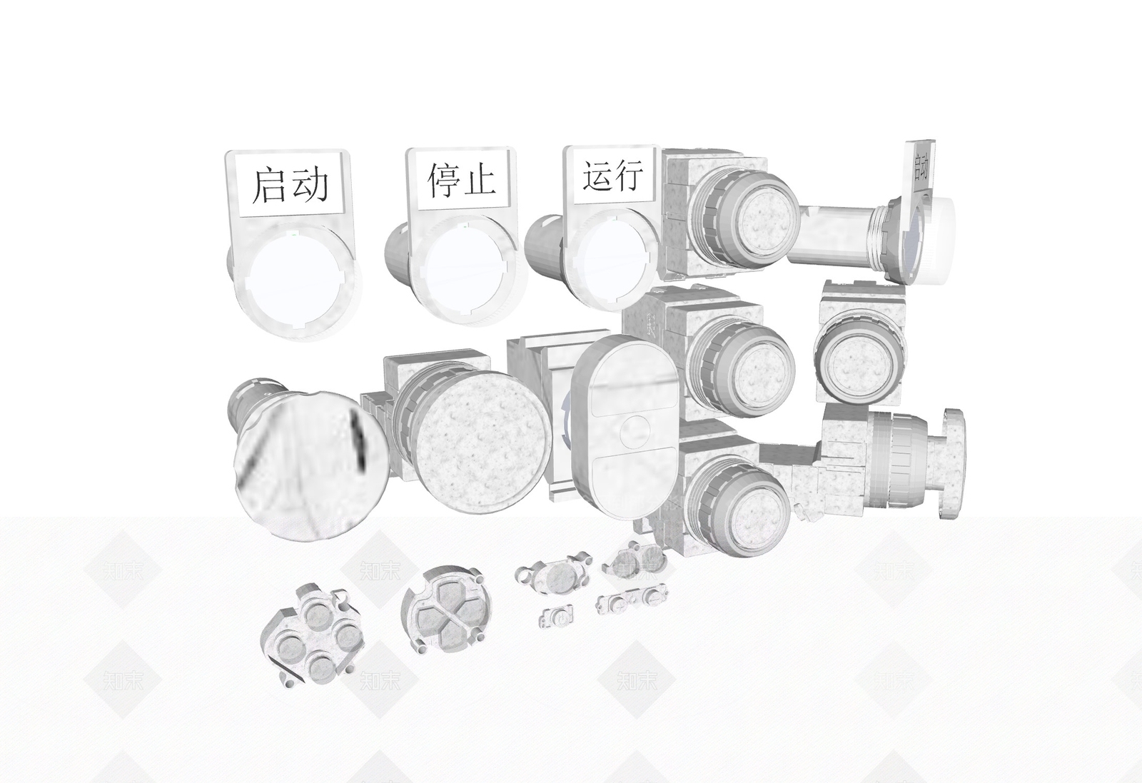 现代开关按钮SU模型下载【ID:1139877854】
