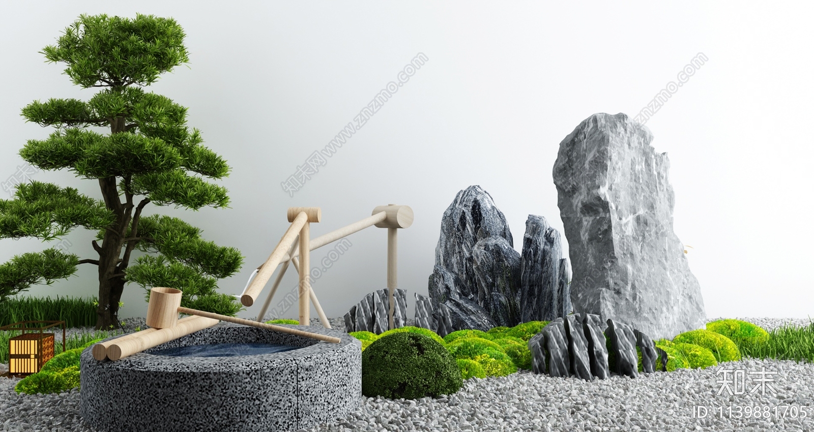 新中式假山水景3D模型下载【ID:1139881705】