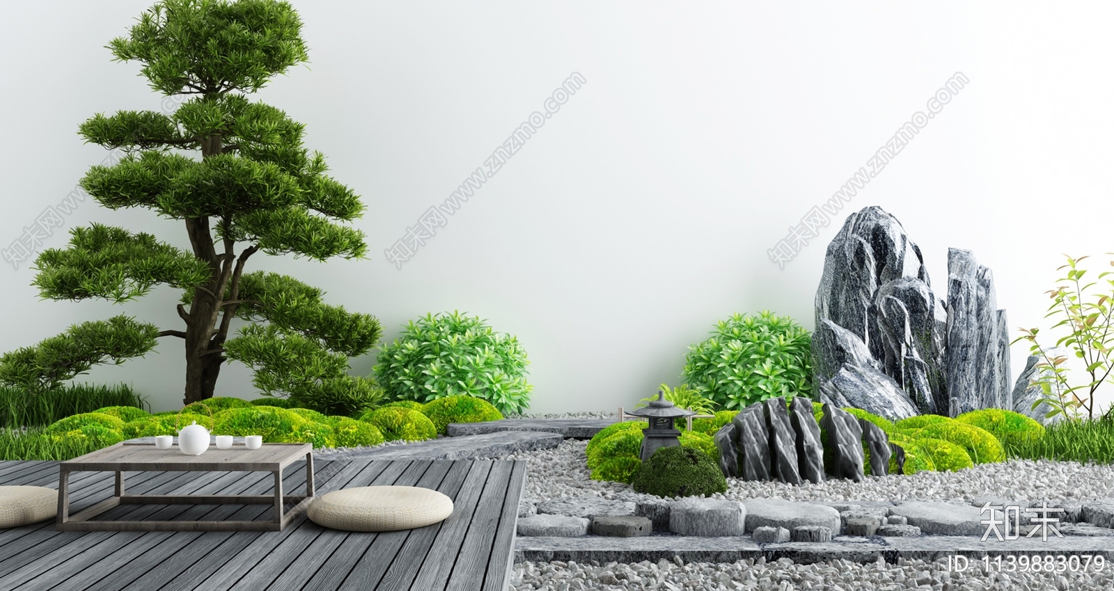 新中式假山水景3D模型下载【ID:1139883079】