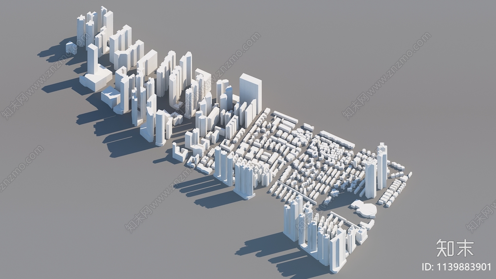 现代城区建筑简模SU模型下载【ID:1139883901】