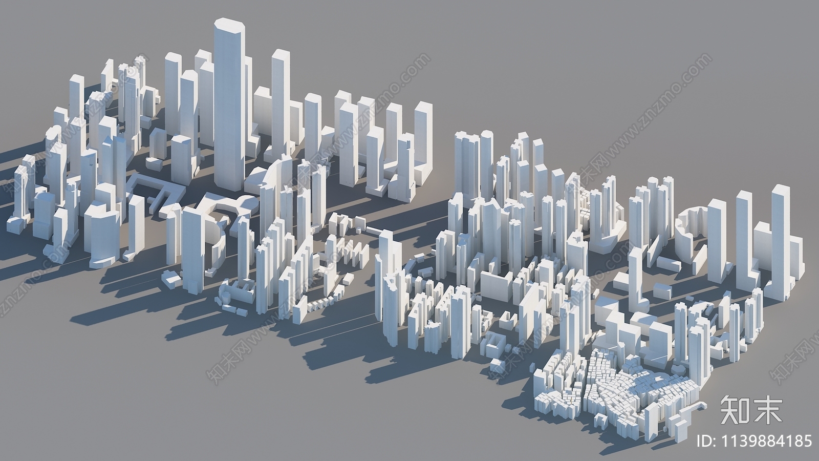 现代城区建筑简模SU模型下载【ID:1139884185】