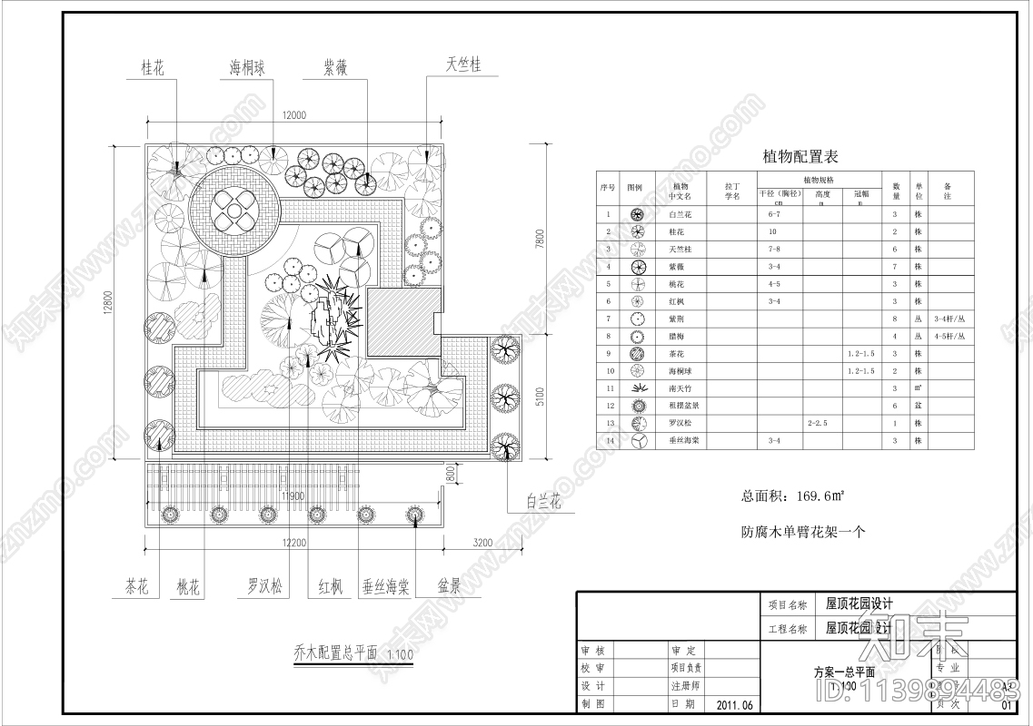 屋顶花园绿化cad施工图下载【ID:1139894483】