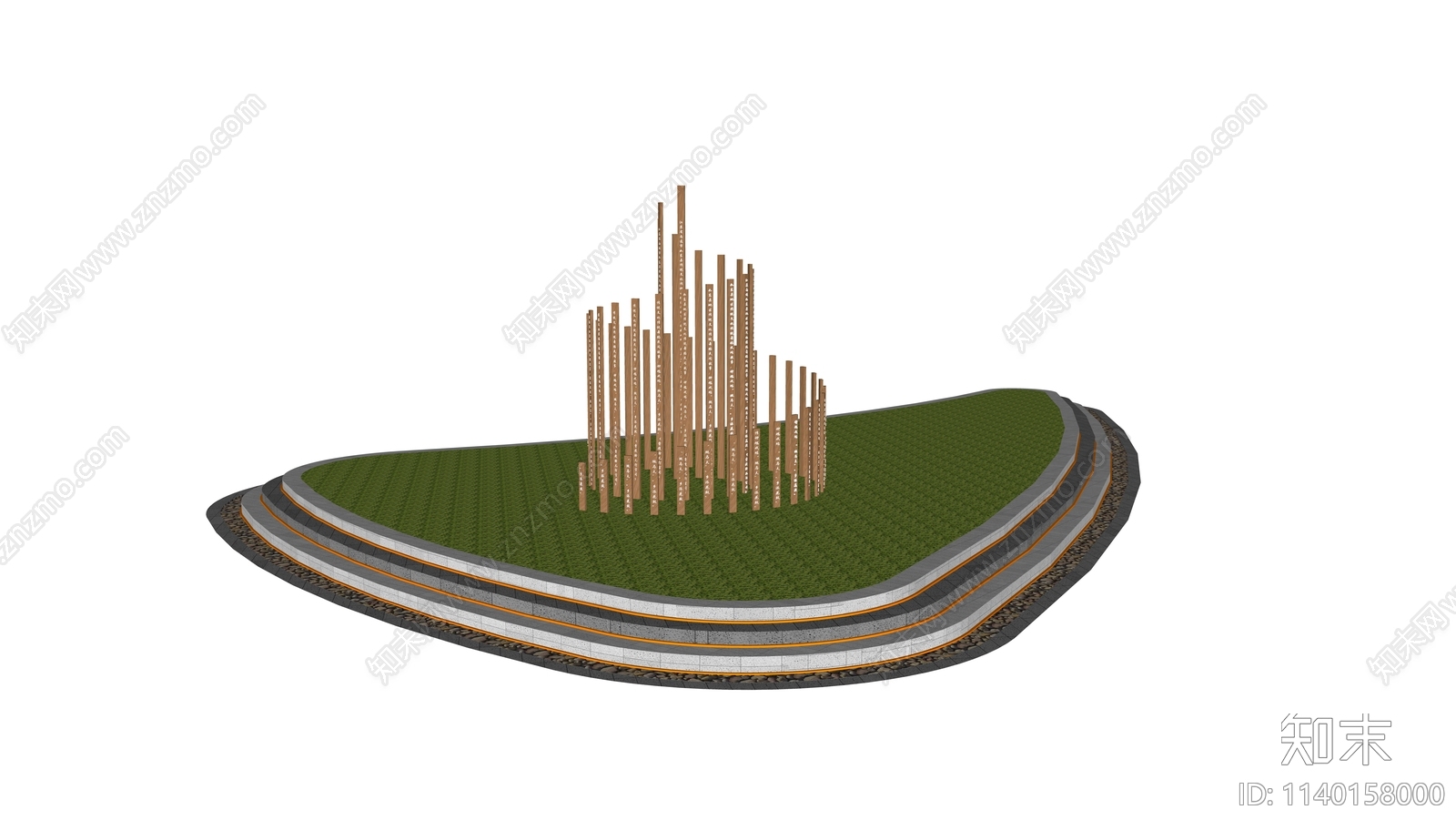现代公园入口雕塑小品SU模型下载【ID:1140158000】