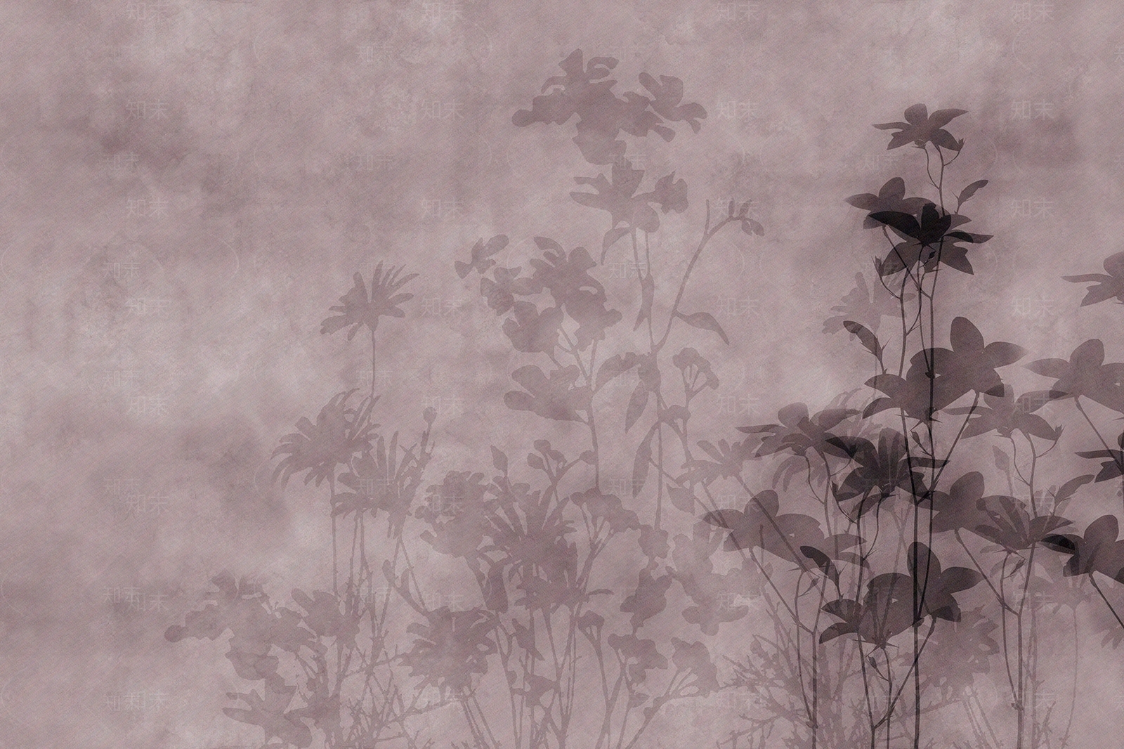 灰紫色植物印花壁纸贴图下载【ID:1139903732】