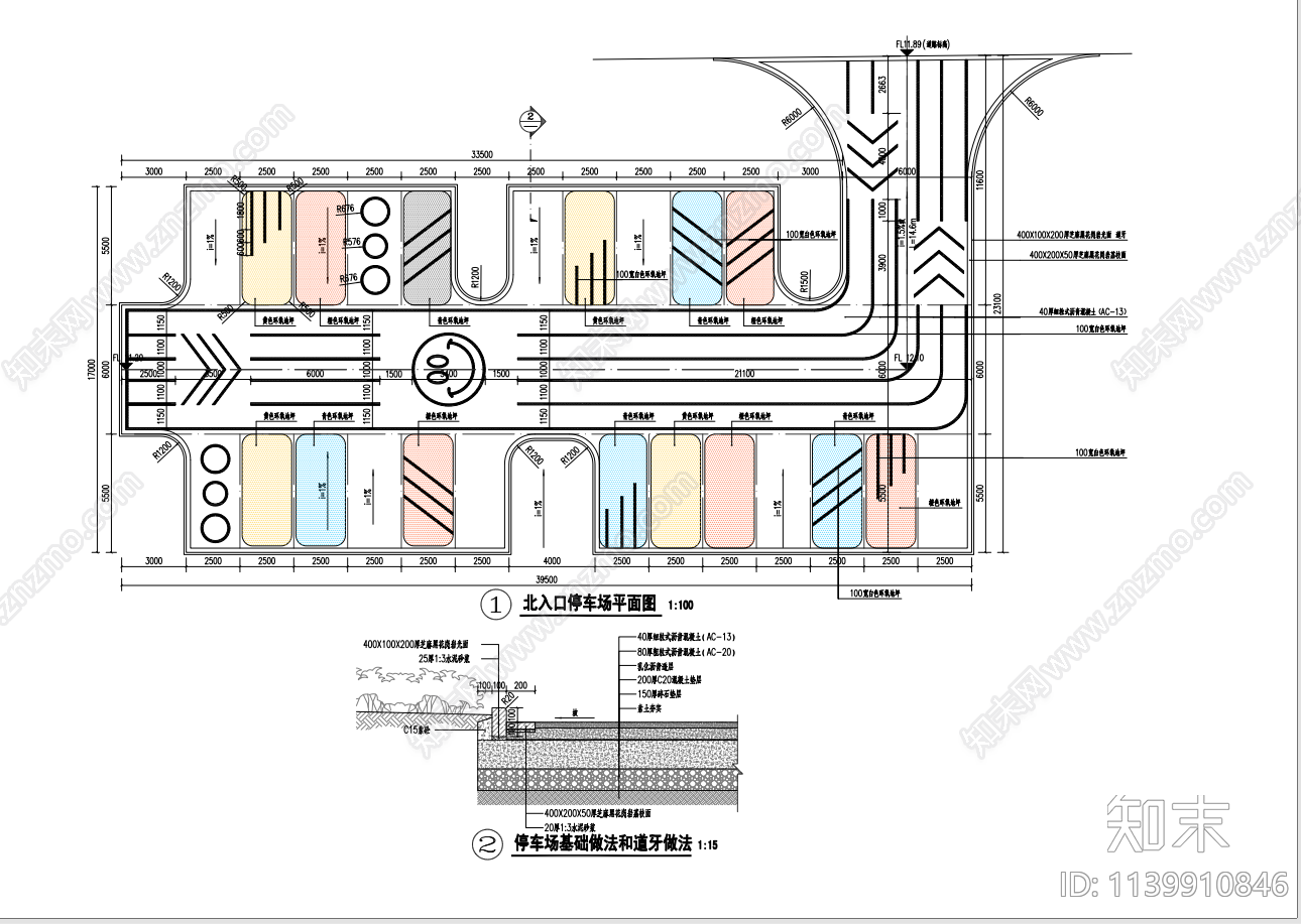 停车场地面详图cad施工图下载【ID:1139910846】
