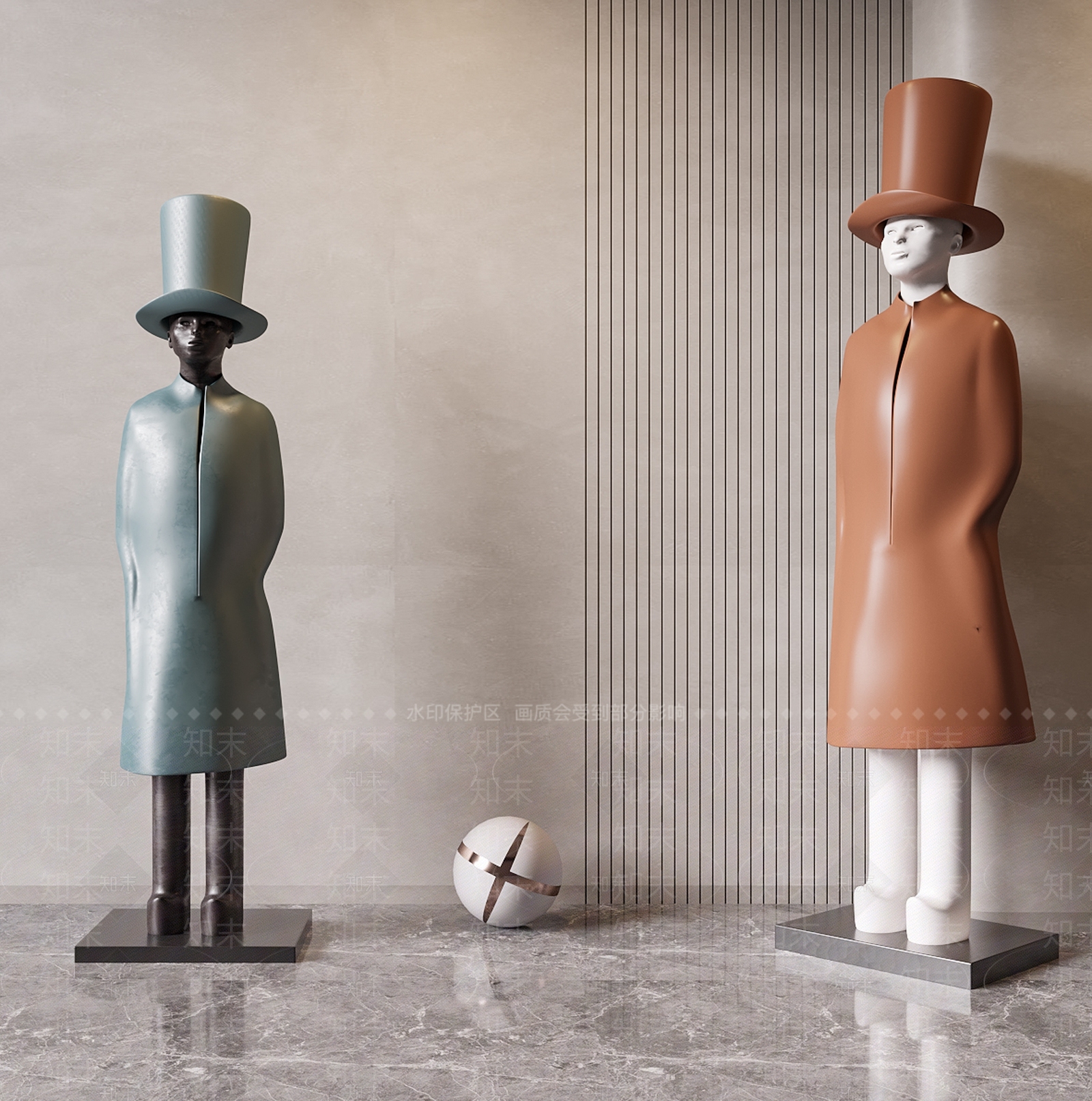 现代人形雕塑摆件SU模型下载【ID:1139912323】