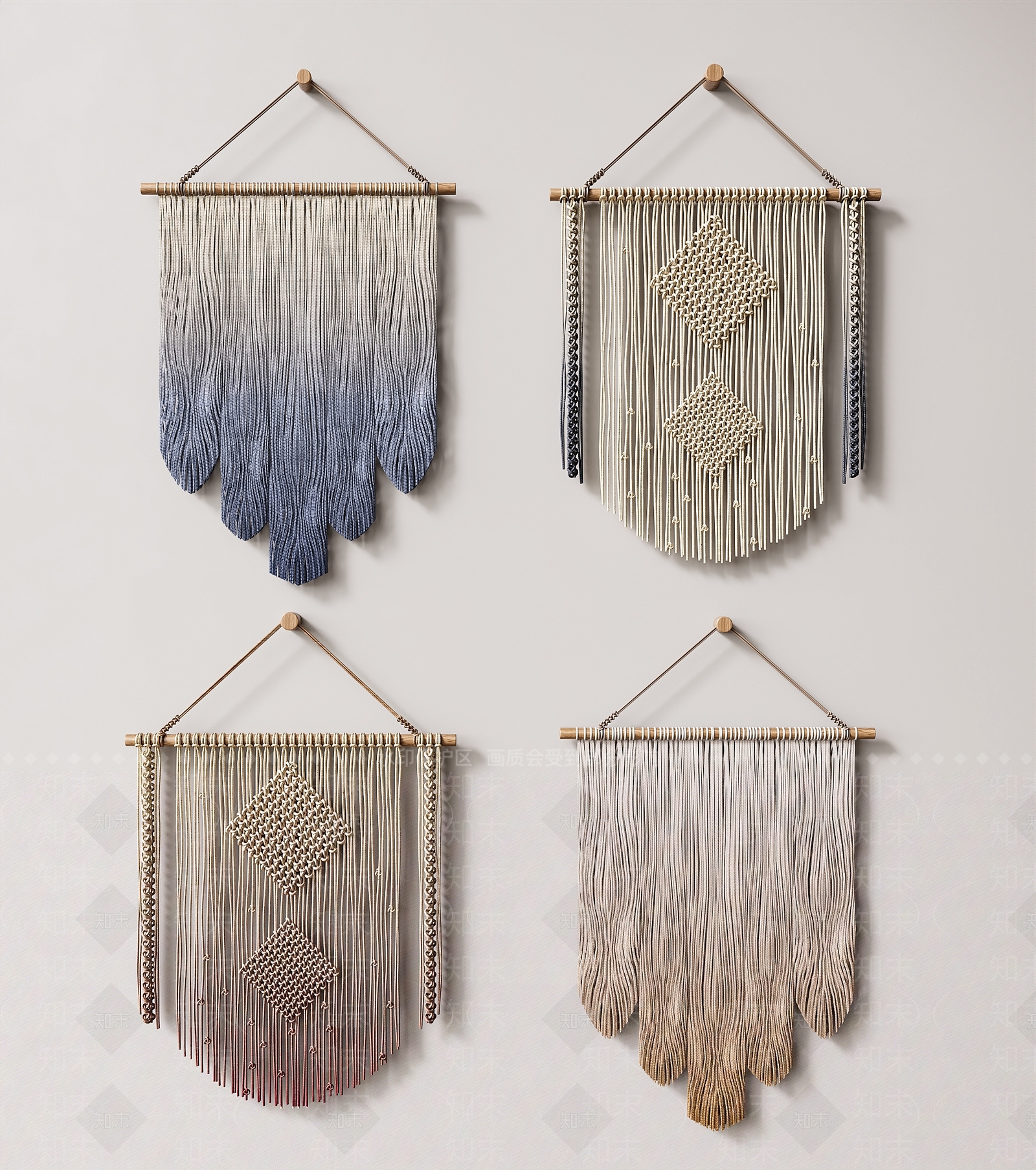 现代流苏墙饰挂饰3D模型下载【ID:1139939691】