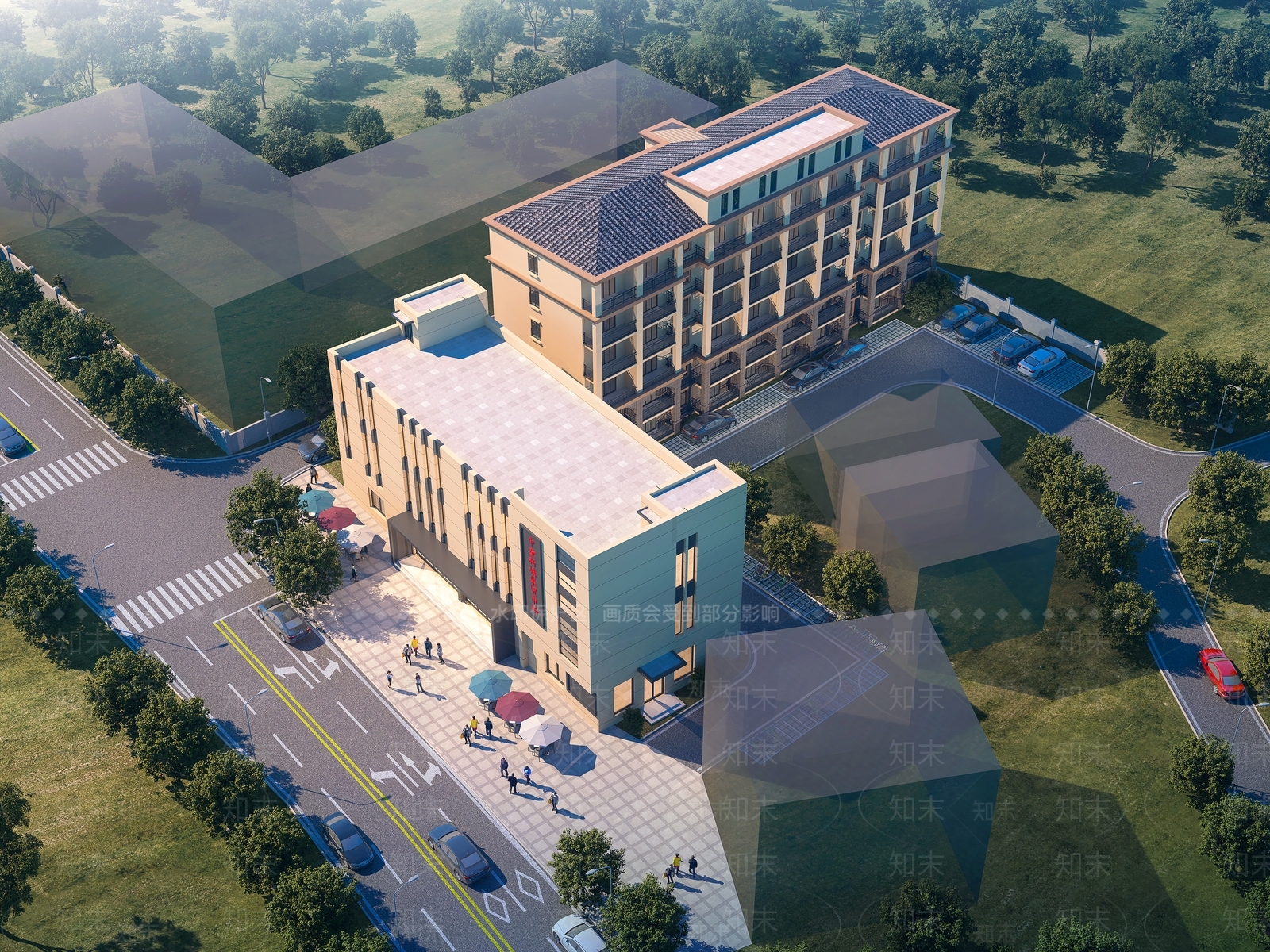 现代集贸市场鸟瞰规划3D模型下载【ID:1140329573】