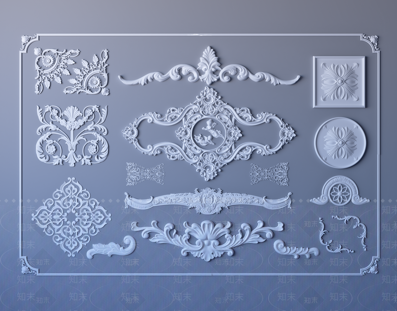 欧式雕花角线装饰SU模型下载【ID:1139917962】