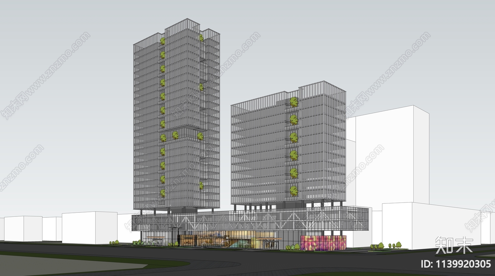 现代高层办公建筑SU模型下载【ID:1139920305】