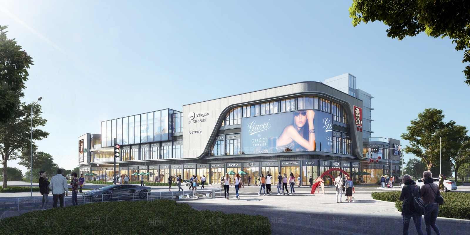 现代风格商业街SU模型下载【ID:1139922789】