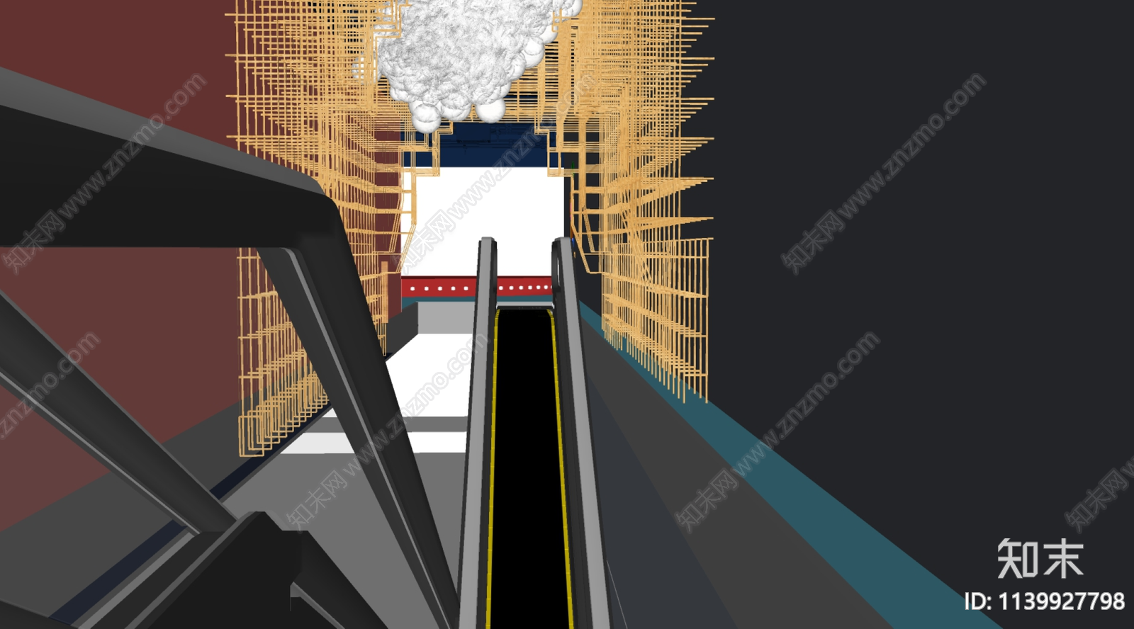 现代商场手扶电梯SU模型下载【ID:1139927798】