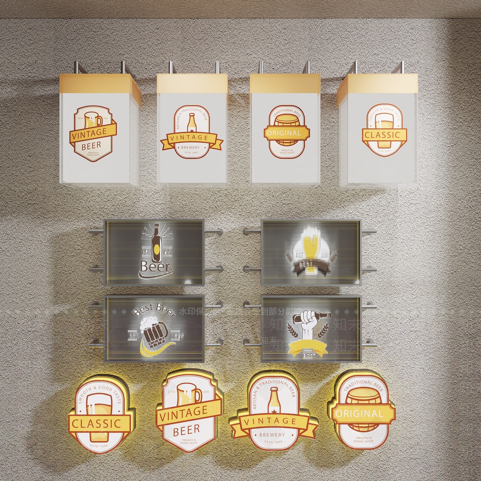 现代酒吧亚克力灯箱SU模型下载【ID:1139928999】