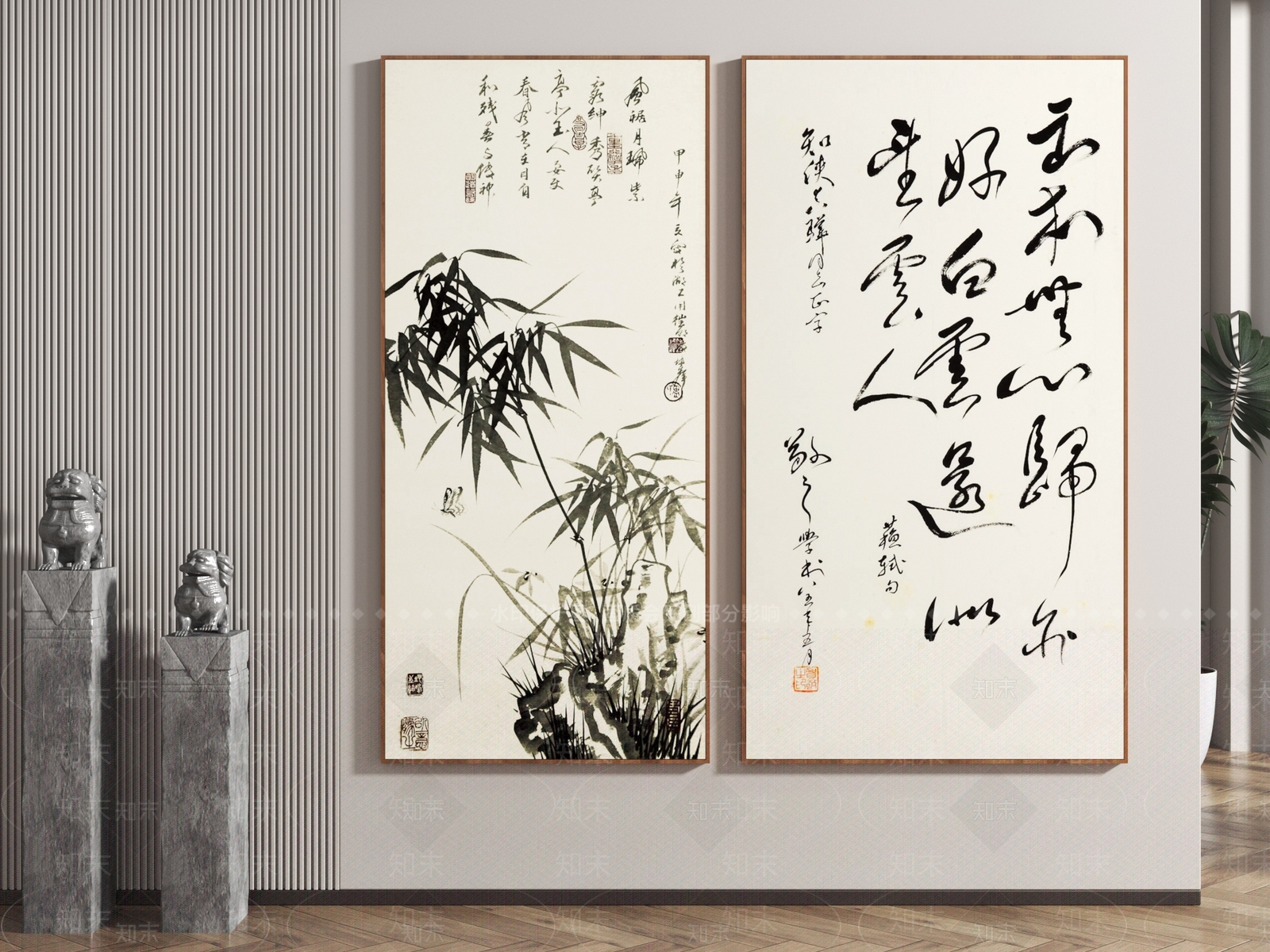 新中式书法装饰画3D模型下载【ID:1139933423】_知末3d模型网
