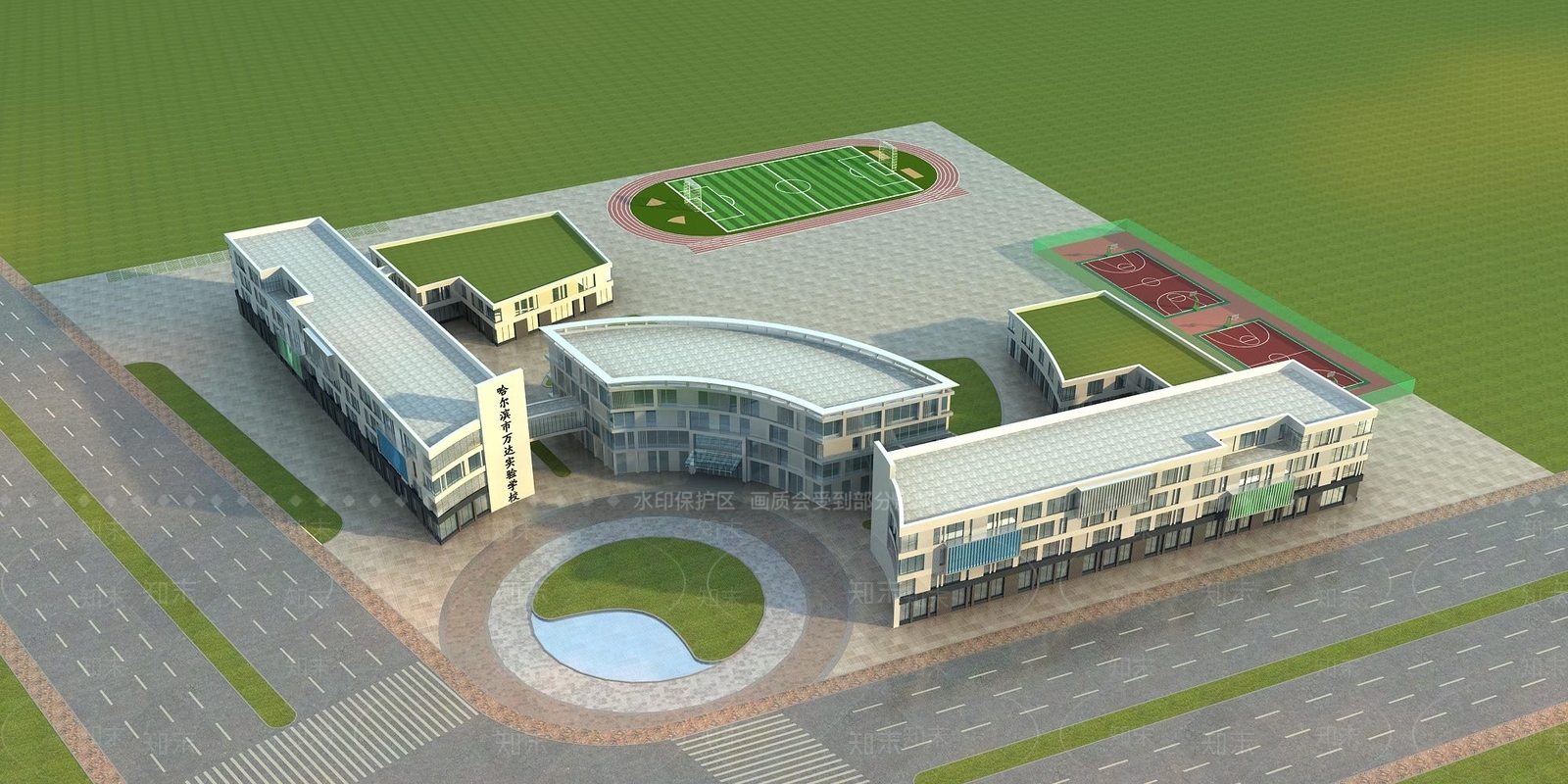 现代学校外观3D模型下载【ID:1140049965】