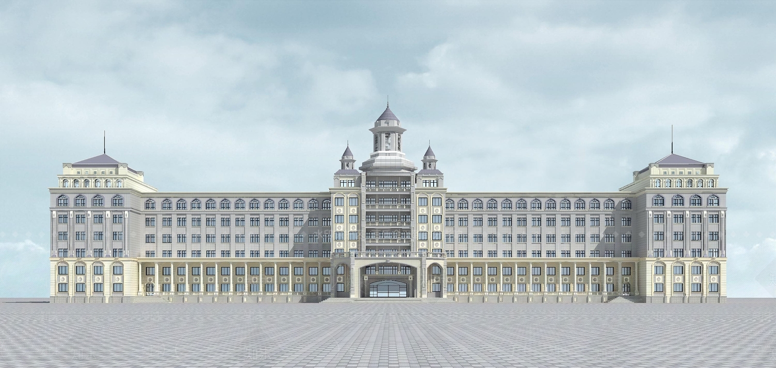 简欧学校外观3D模型下载【ID:1139934536】