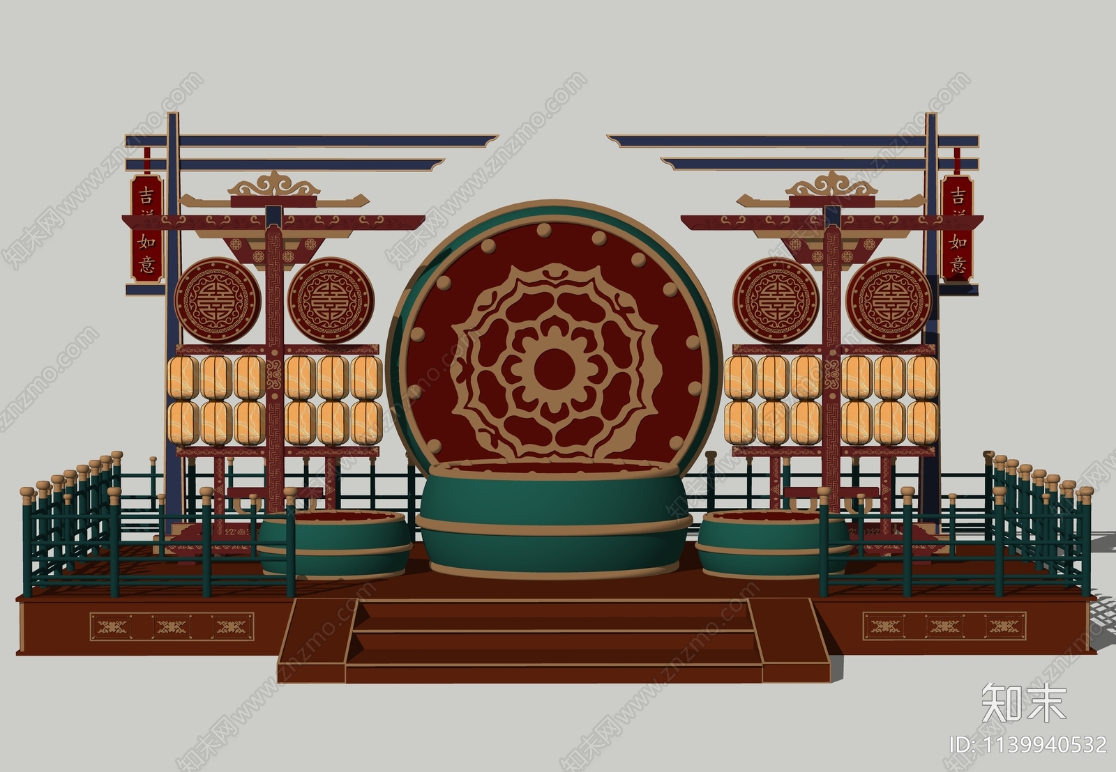 新中式网红美陈3D模型下载【ID:1139940532】_知末3d模型网