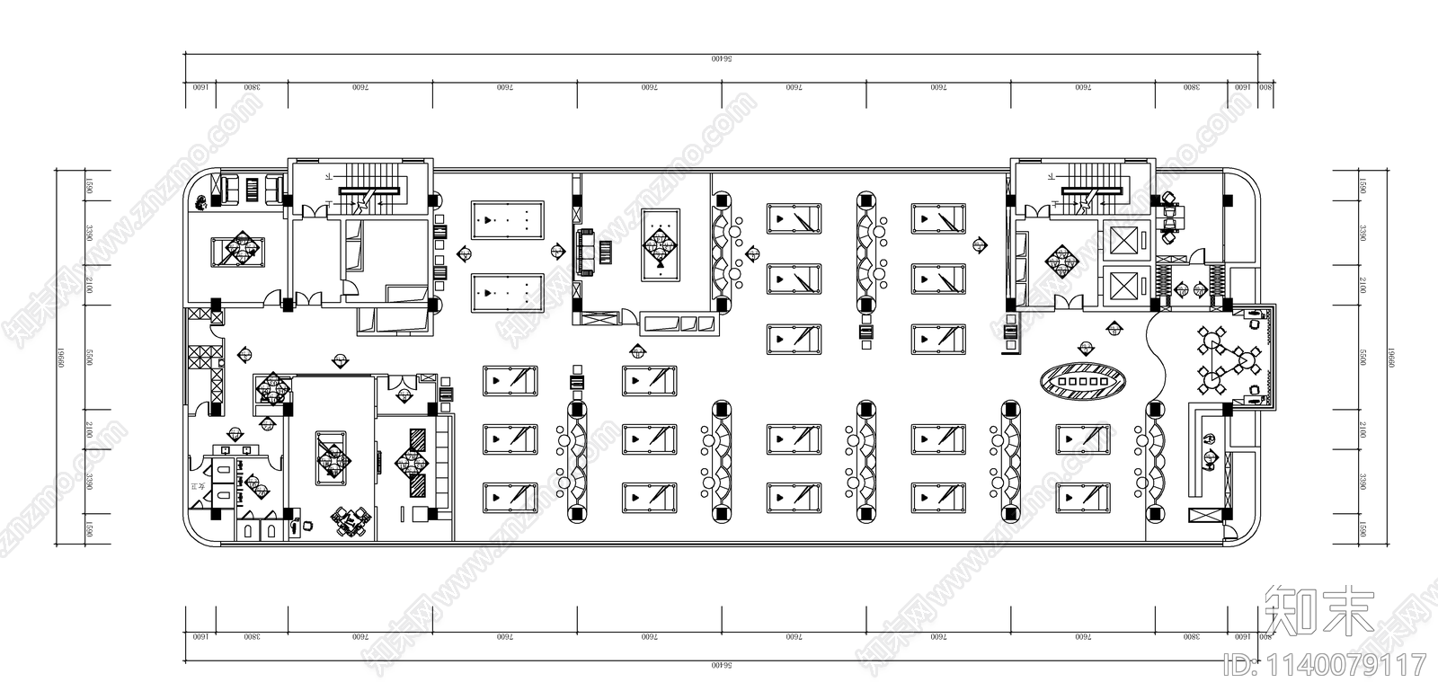 台球俱乐部cad施工图下载【ID:1140079117】