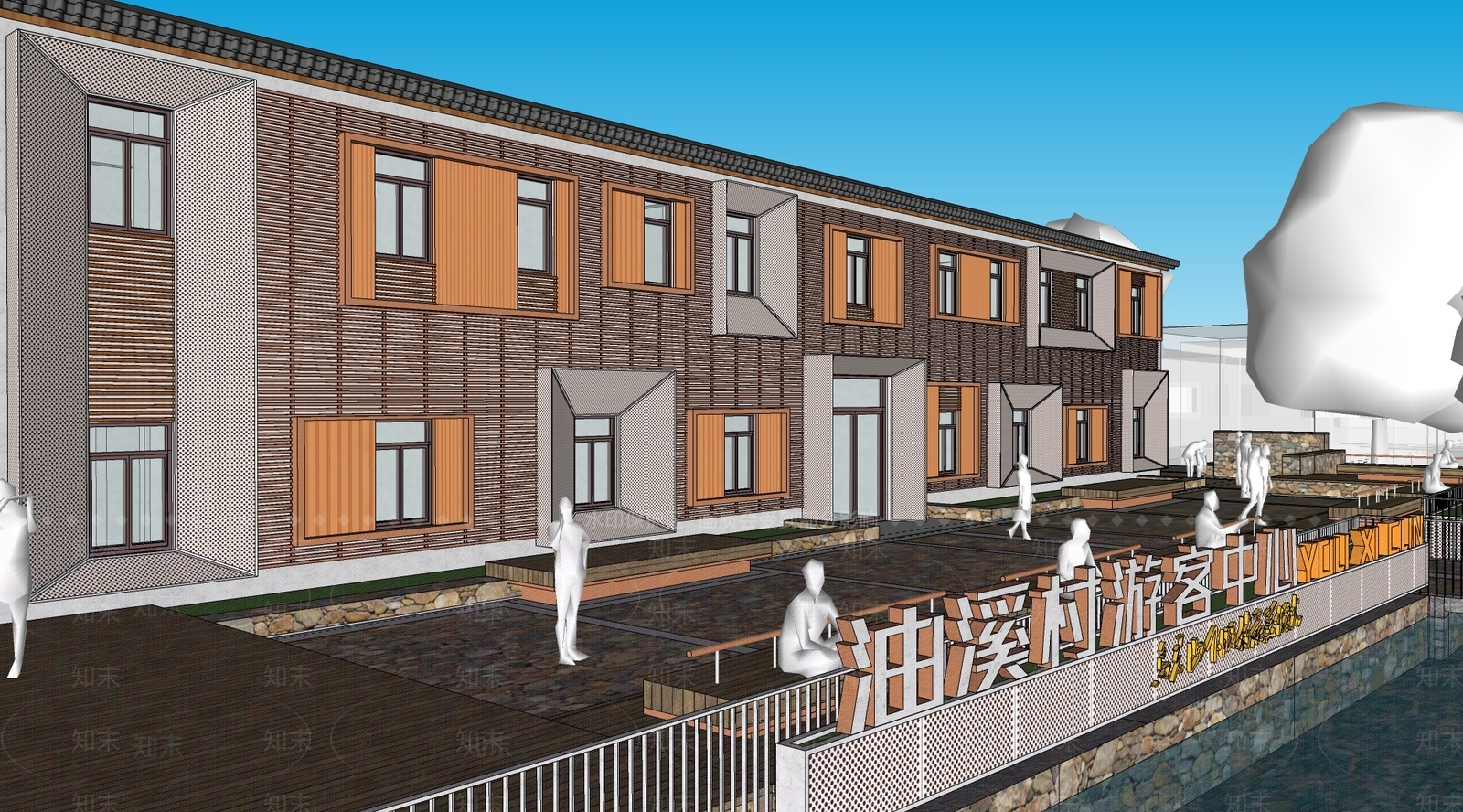 现代风格乡村游客服务中心SU模型下载【ID:1139952223】