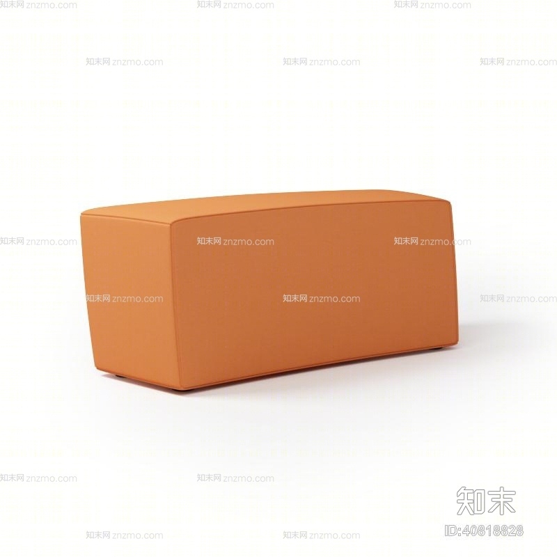 现代橙色长方形布艺沙发凳3D模型下载【ID:40818828】