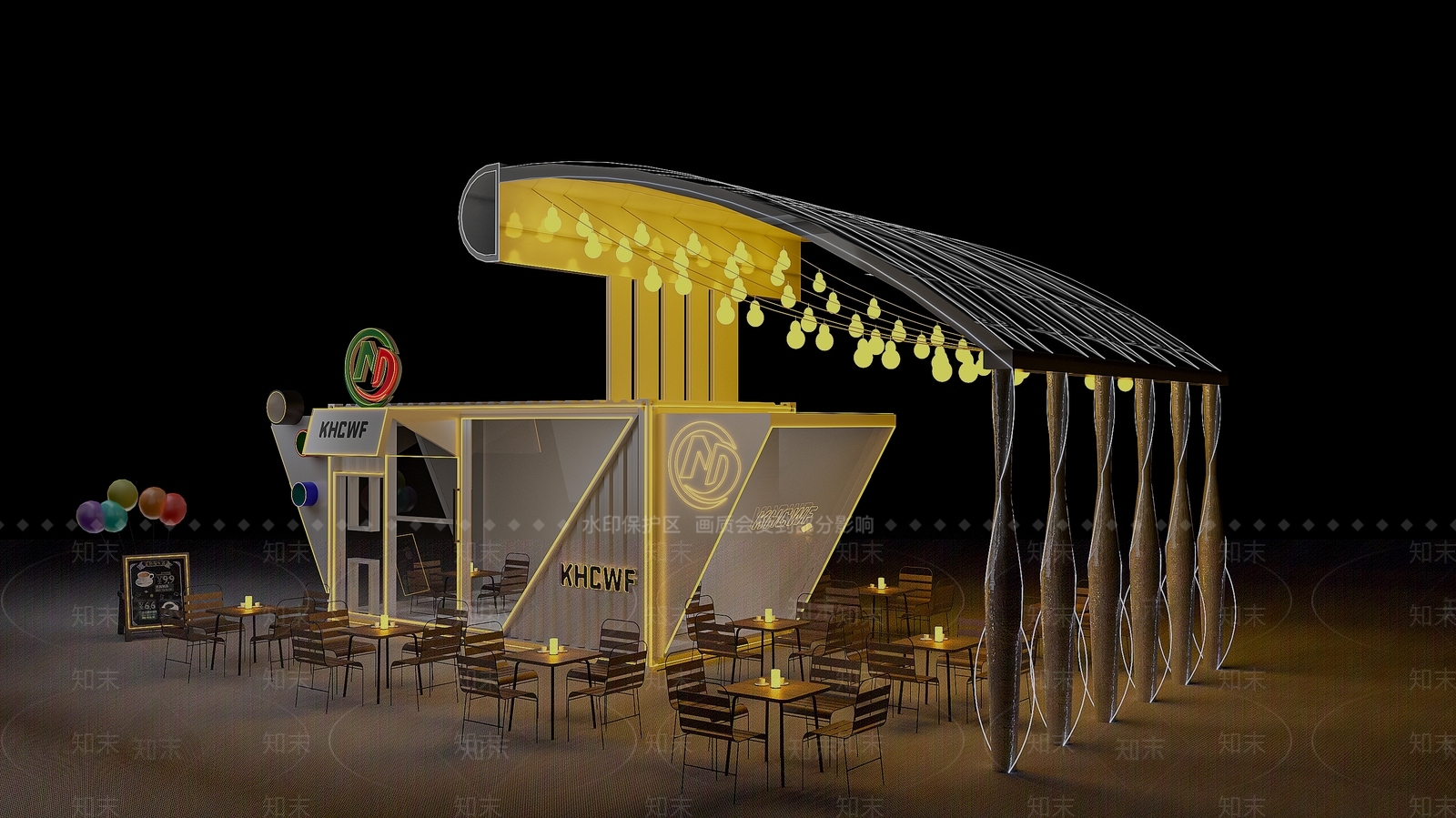 现代集装箱饮建筑SU模型下载【ID:1139954552】