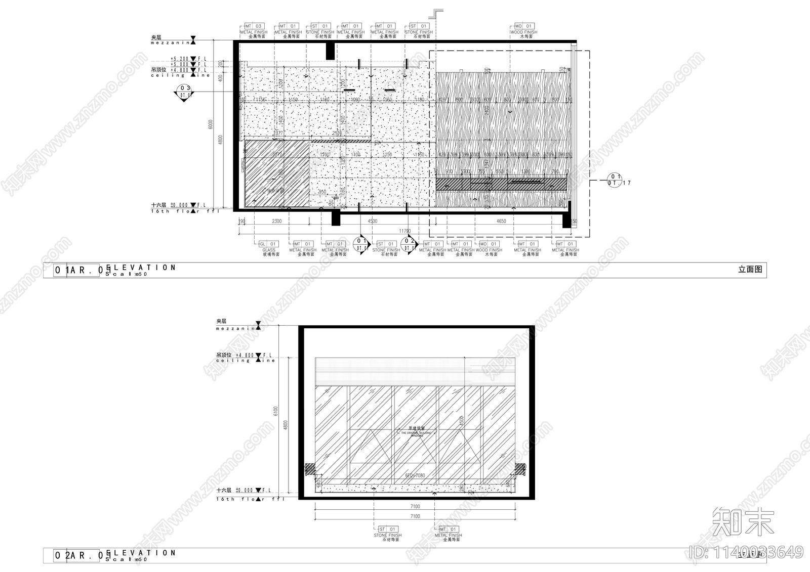 现代风办公室精装修cad施工图下载【ID:1140033649】