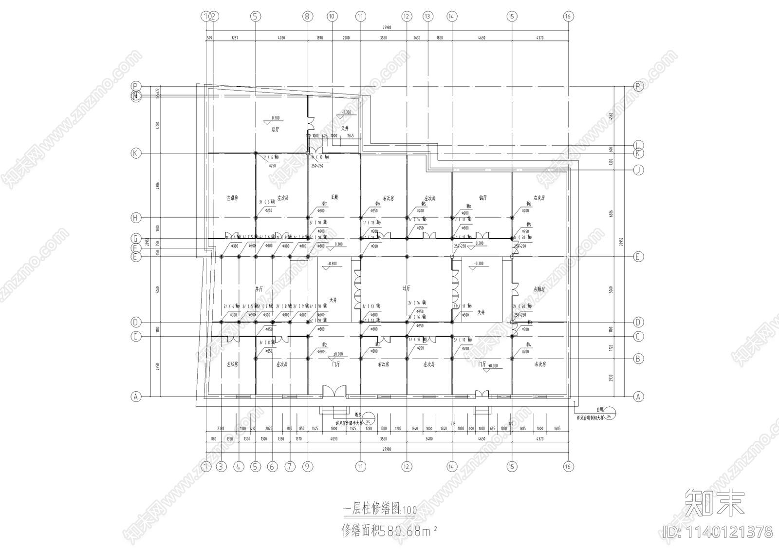 江西祠堂建筑cad施工图下载【ID:1140121378】