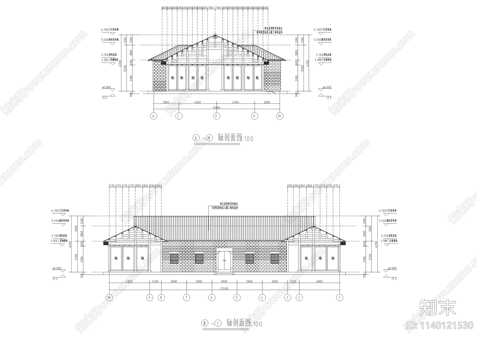 江西祠堂古建筑施工图下载【ID:1140121530】