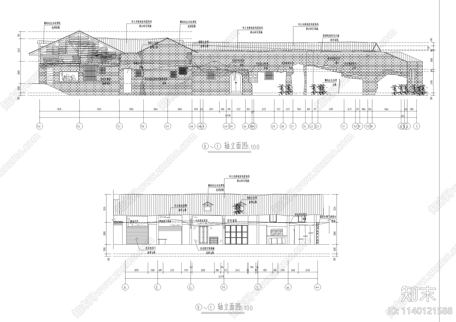 江西祠堂古建筑cad施工图下载【ID:1140121588】