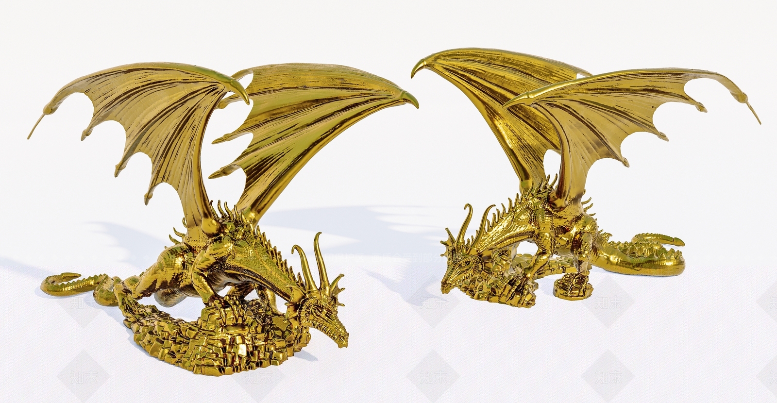 现代西方带翅膀的黄金龙SU模型下载【ID:1139960277】