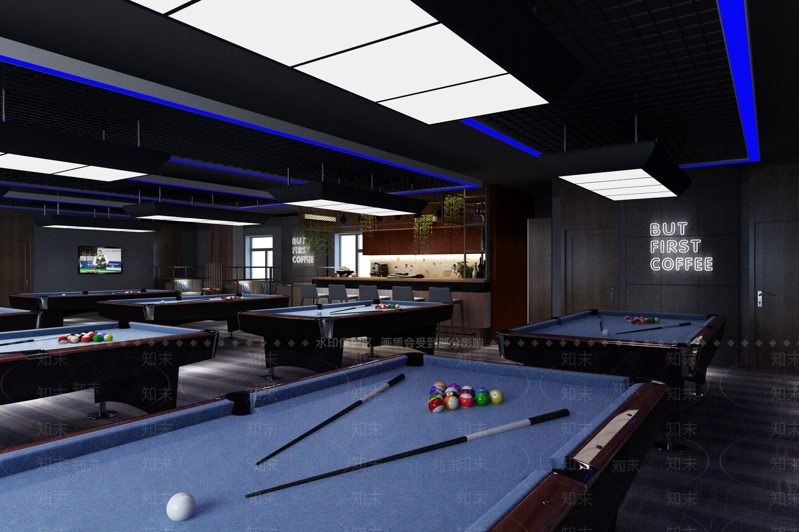 现代定点台球室3D模型下载【ID:1139960422】