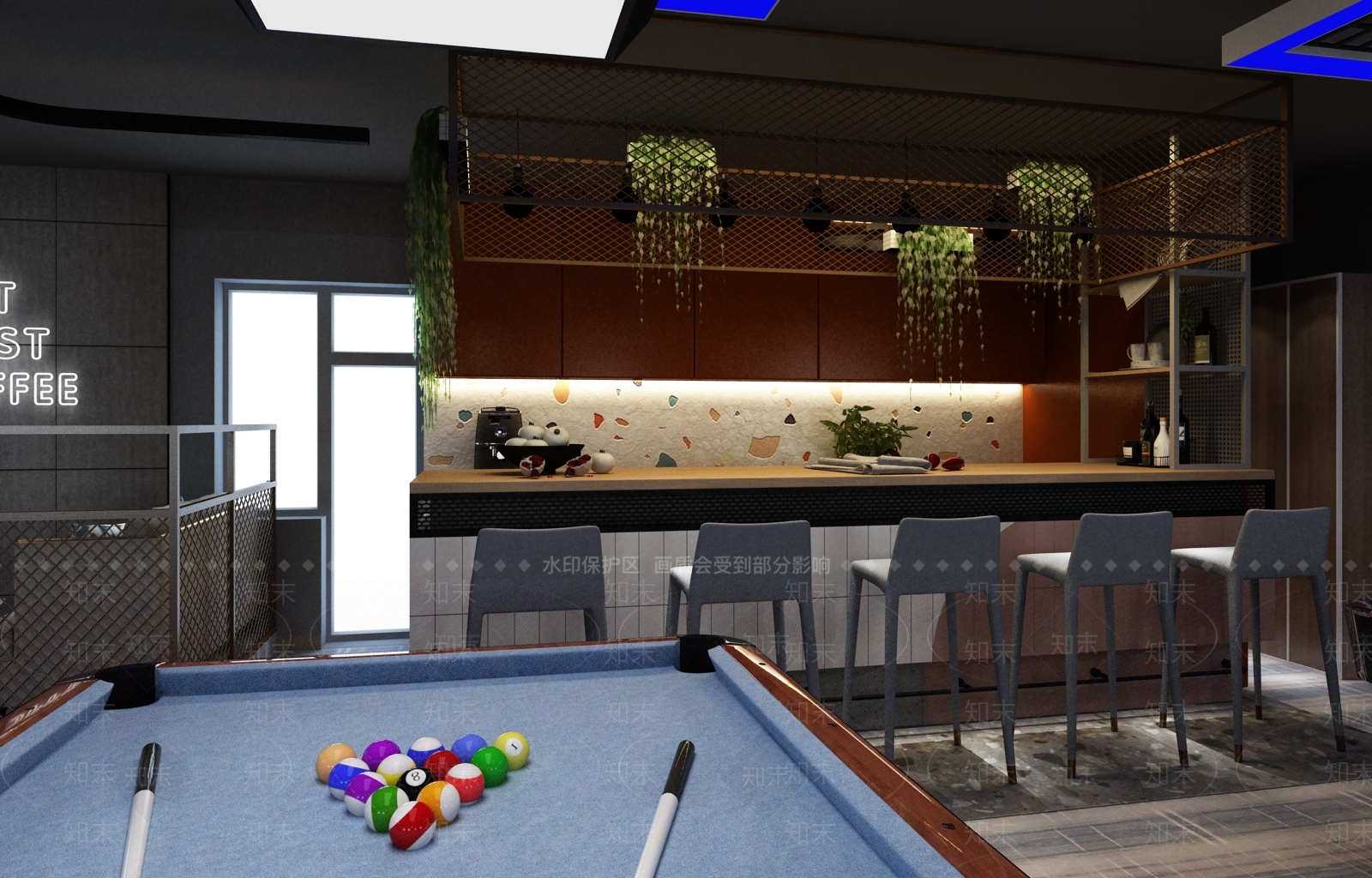 现代定点台球室3D模型下载【ID:1139960422】