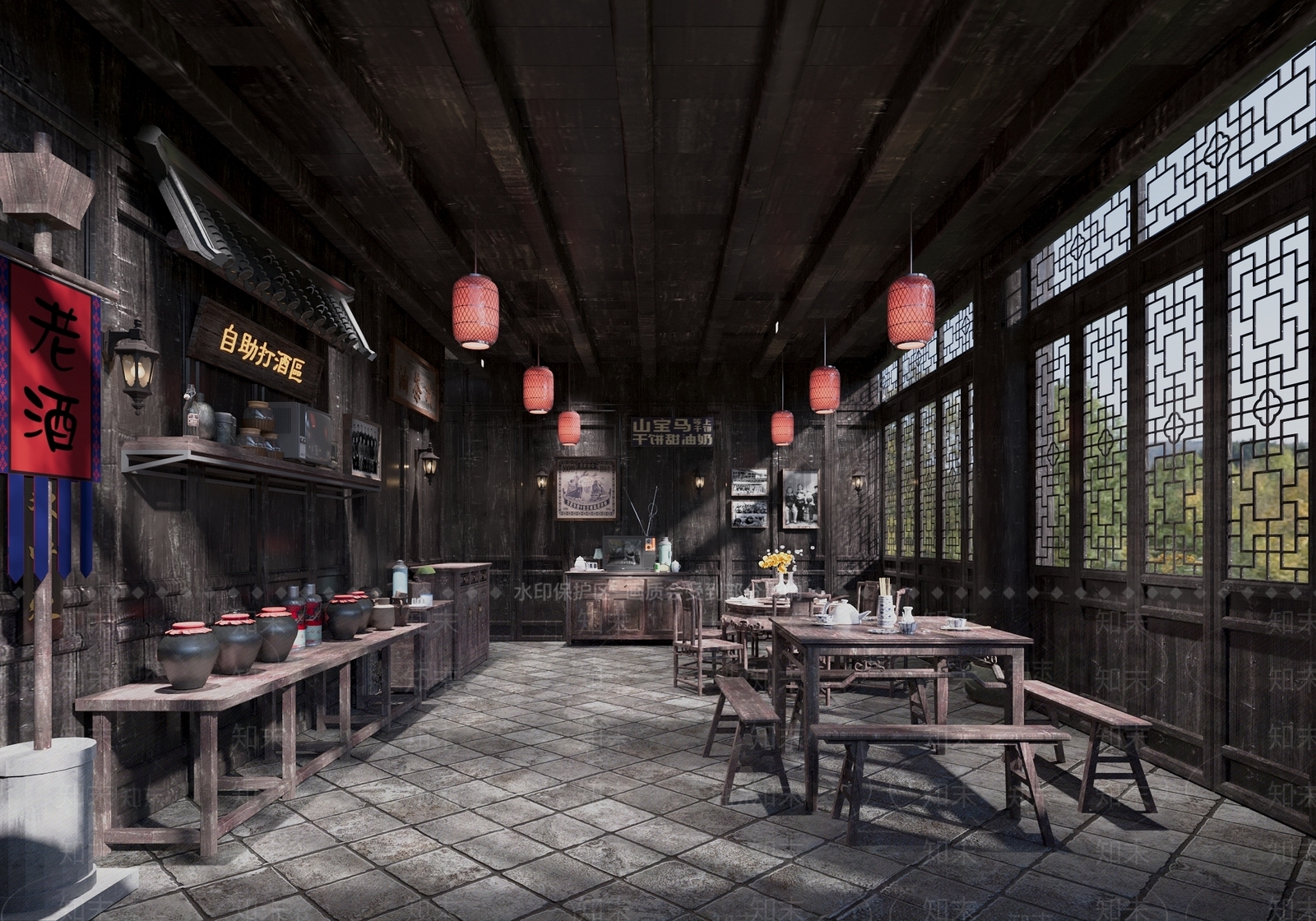 中式中餐厅3D模型下载【ID:1139963798】