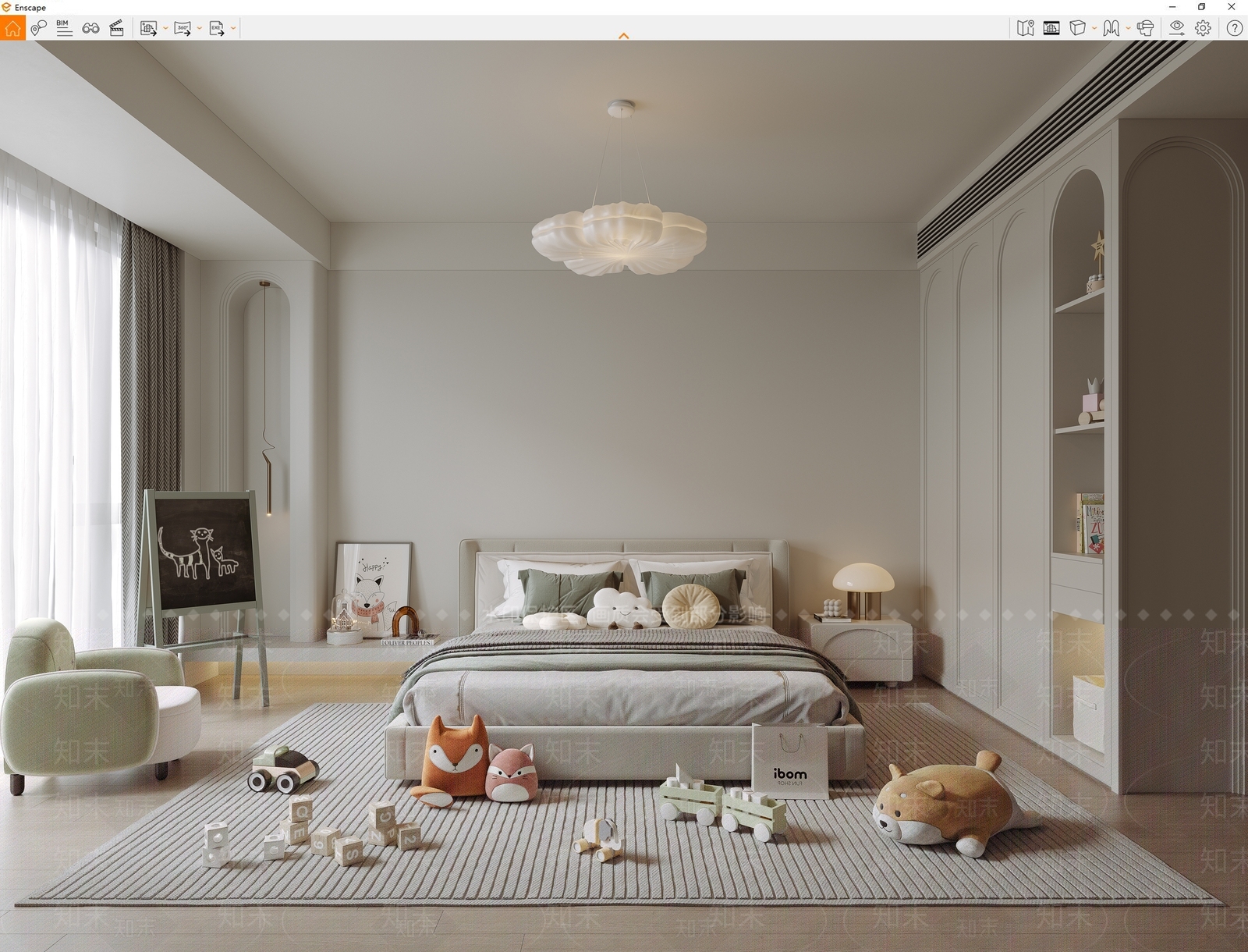 现代通用儿童房SU模型下载【ID:1139966138】