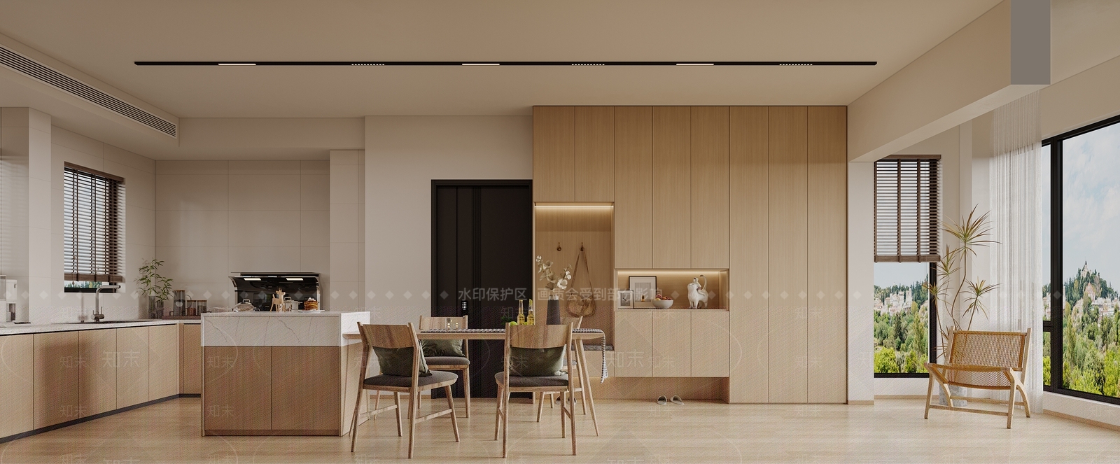现代原木风客餐厅3D模型下载【ID:1139978080】_知末3d模型网